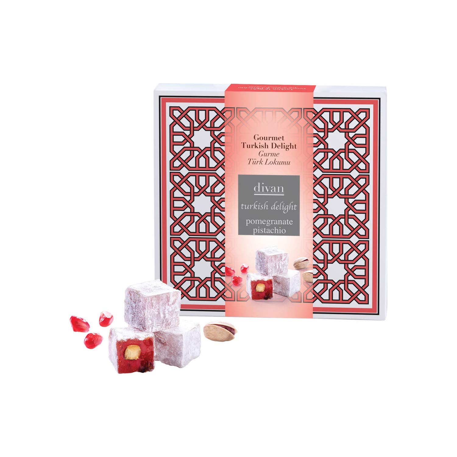 Premium Turkish Delight Gift Box - Pomegranate & Pistachio Flavored Lokum (Loukoumi) | Gourmet Middle Eastern Sweets, Luxury Traditional Confectionery | Perfect for Holiday Gifts, Tea Time Desserts & Special Occasions