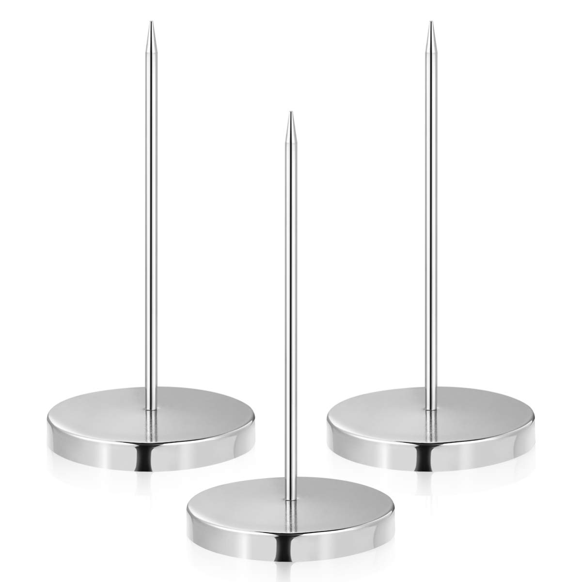 NUOBESTY Stainless Steel Receipt Holder - 3 Pack Silver Desk Organizer for Bills, Checks & Receipts | Perfect for Office, Restaurant, Retail & Home Organization