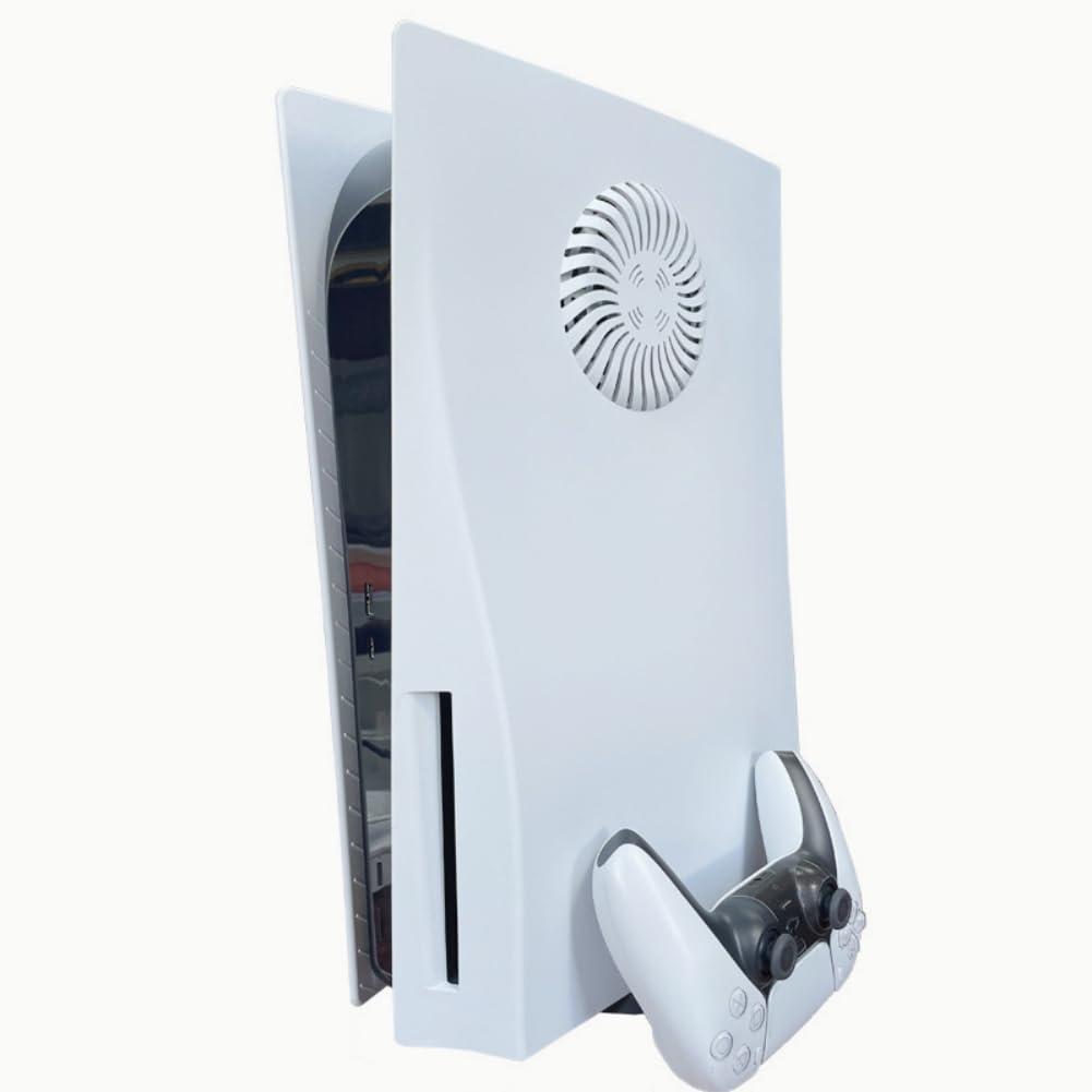 PS5 Disc Edition Replacement Faceplates & Side Plates - White ABS Shockproof Shell with Cooling Openings | Compatible with PlayStation 5 Console | Perfect for Gaming Setups & Home Entertainment Systems
