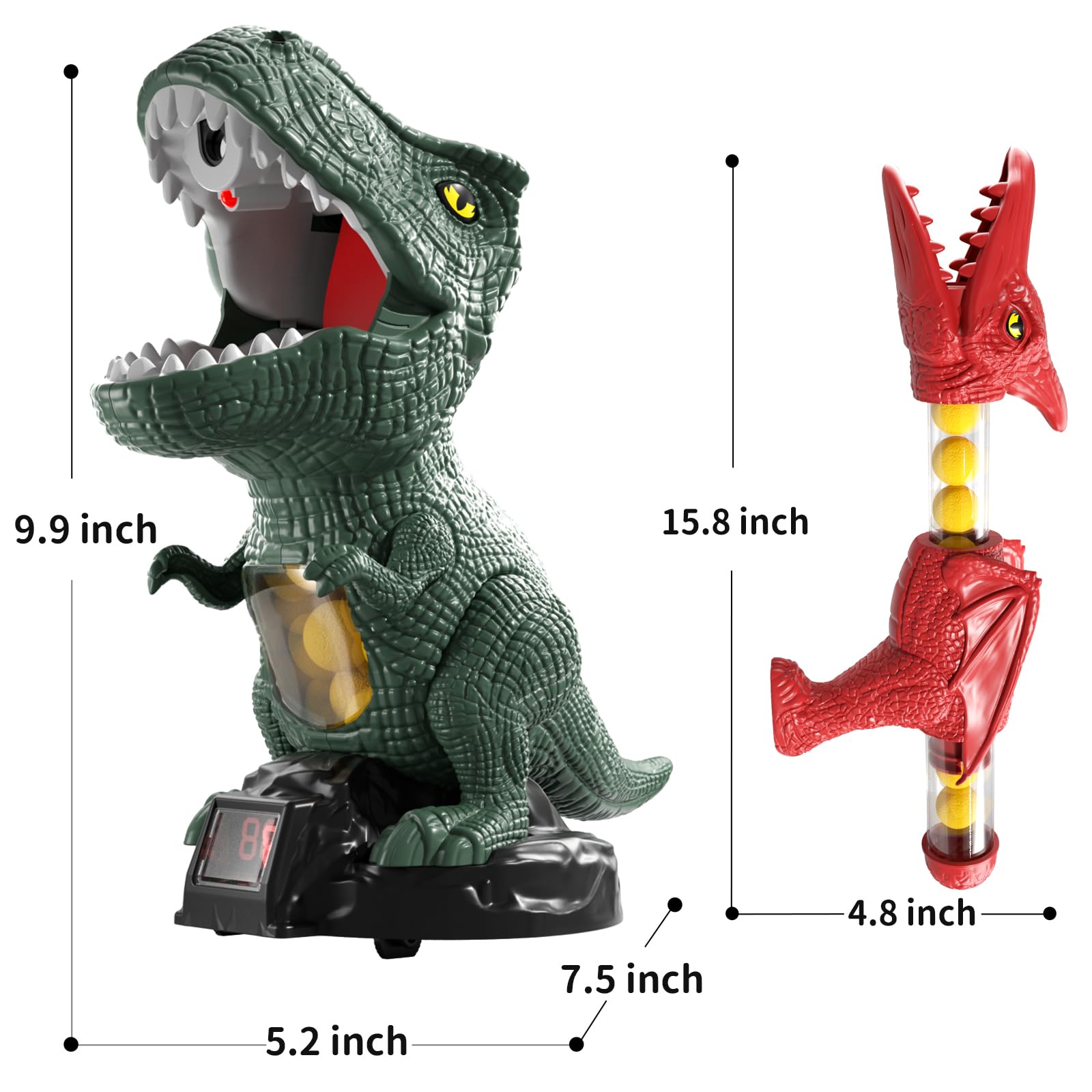 Dinosaur Shooting Toys for Kids Ages 3-7 - Interactive Tyrannosaurus Water Mist Spray & Pterosaur Foam Blaster with Air Pump - Fun Outdoor Play & Birthday Gift (Navy Blue)