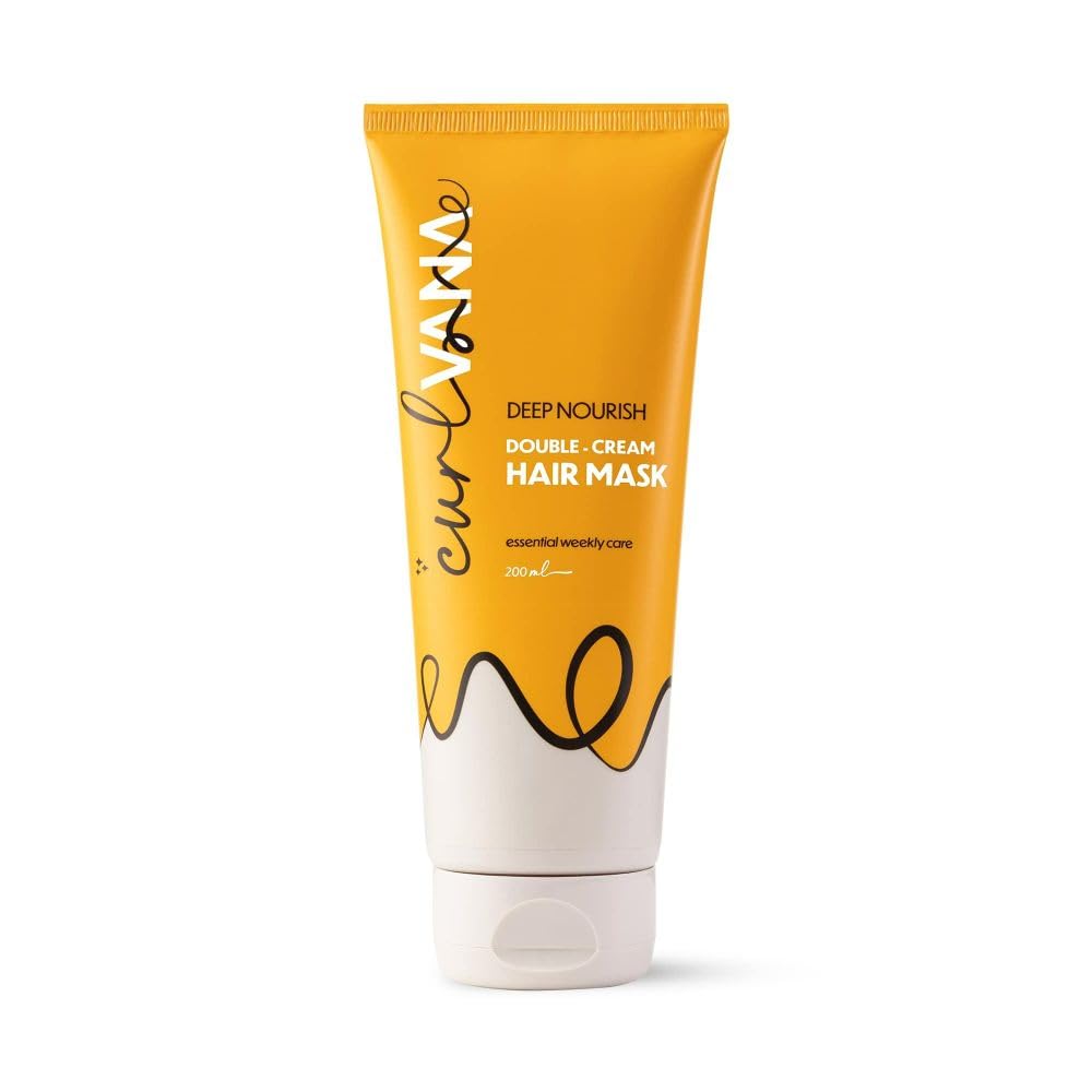 Deep Nourish Double-Cream Hair Mask for Dry & Frizzy Hair - Moisturizing & Strengthening Treatment for Men & Women - CG Friendly Curly Hair Mask - Glycerin Free Anti-Frizz Solution - 200ml - Perfect for Damaged Hair Repair & Daily Hydration
