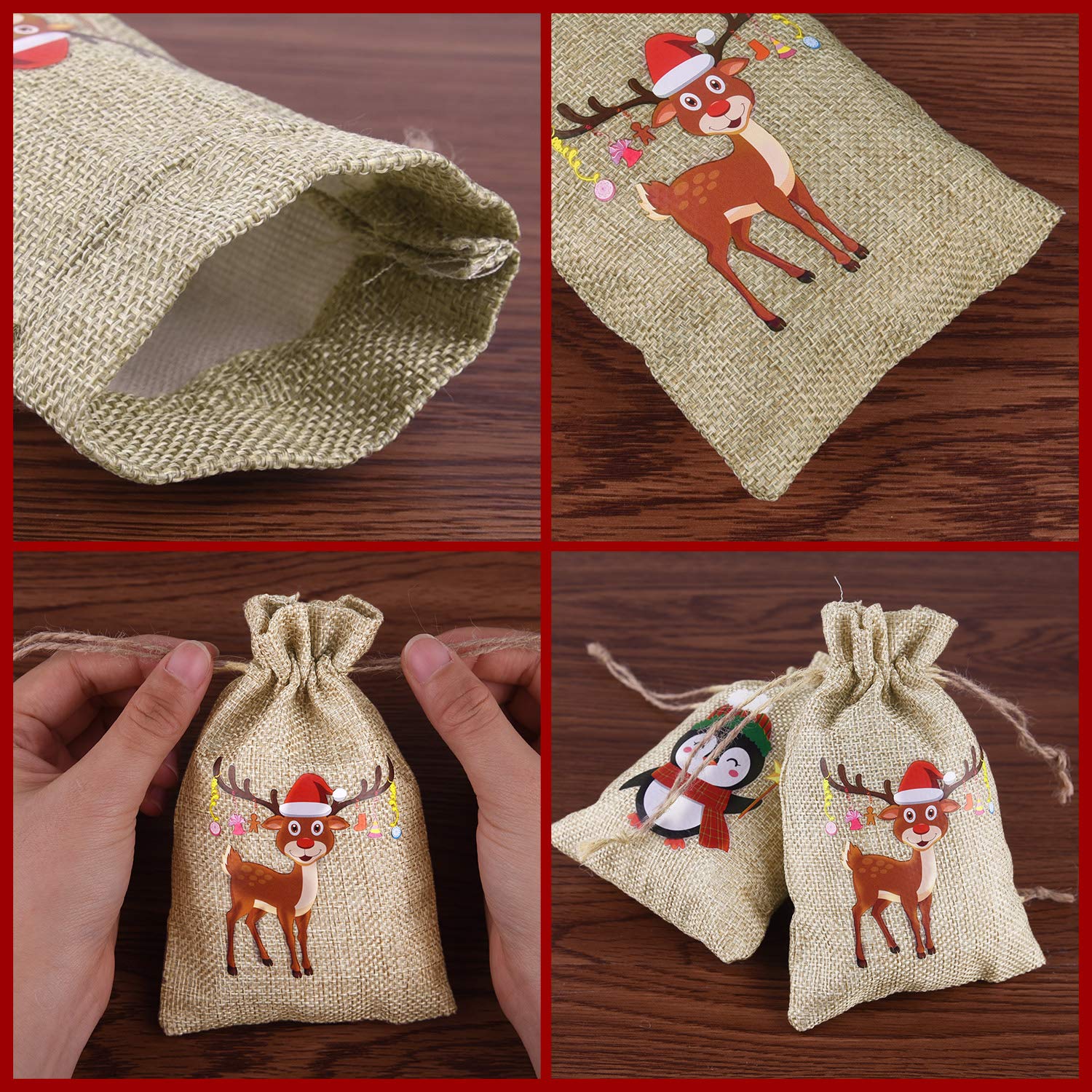50Pcs Natural Burlap Drawstring Bags - Small Jute Favor Bags for Christmas Party Favors, Wedding Favors, Baby Shower & Birthday Gifts - Eco-Friendly Party Supplies for Candy, Treats & Small Gifts