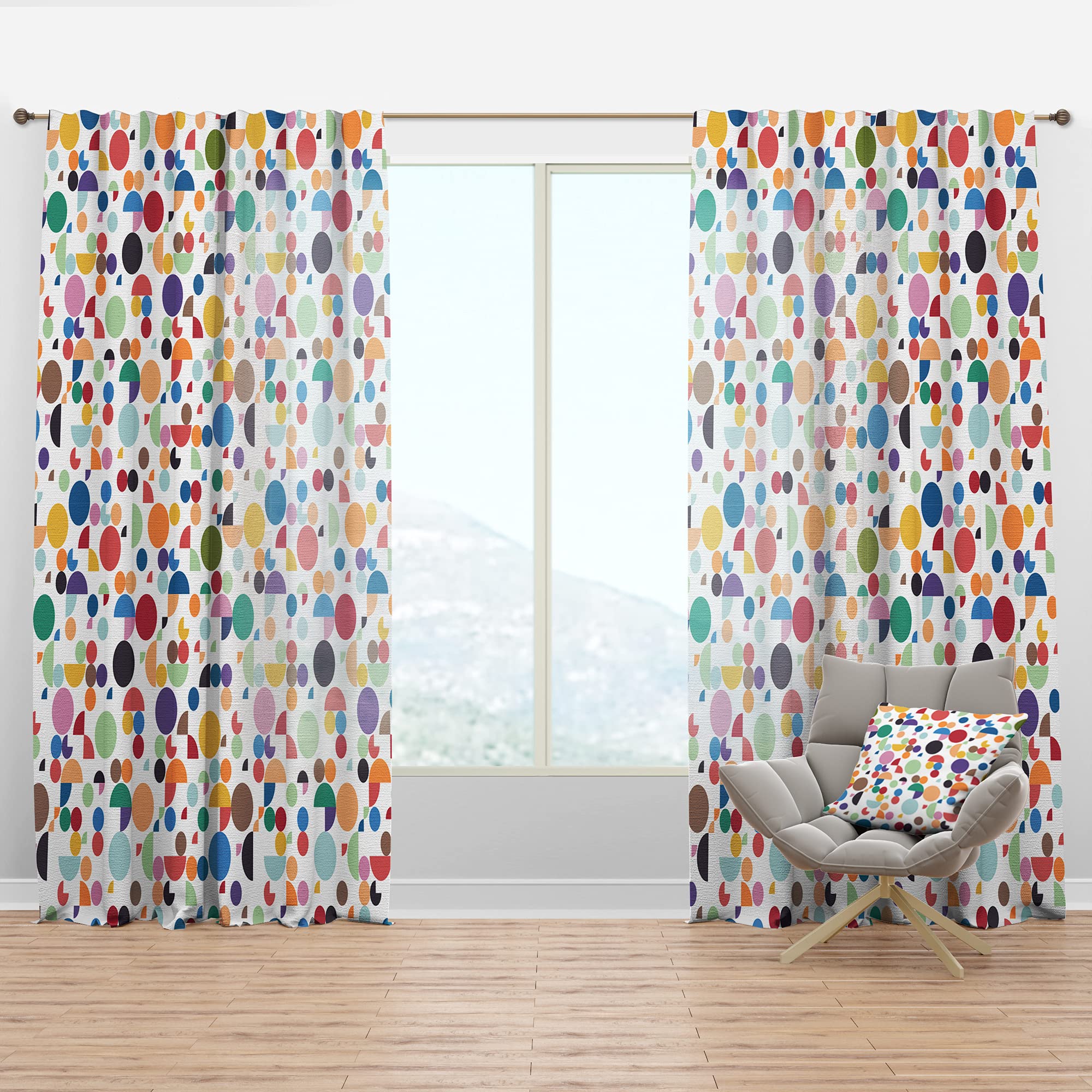 DesignQ Retro Abstract Circular Thermal Insulated Curtains - Single Panel 52x120 - Blackout Drapes for Bedroom & Living Room - Perfect for Home Decor & Sun Protection