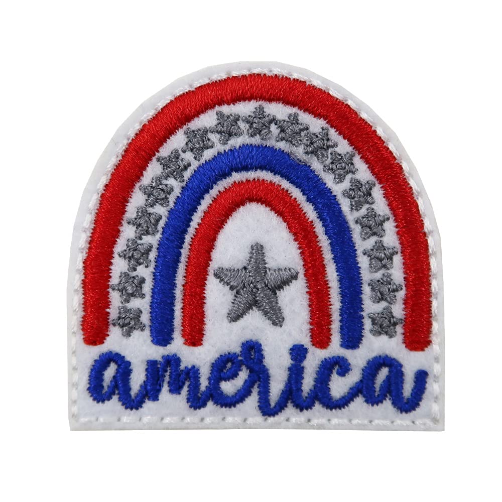 DIY Patriotic Shirts with America Rainbow Embroidered Iron On Patches - Customizable Clothing Decoration for 4th of July, Veterans Day & National Pride Events