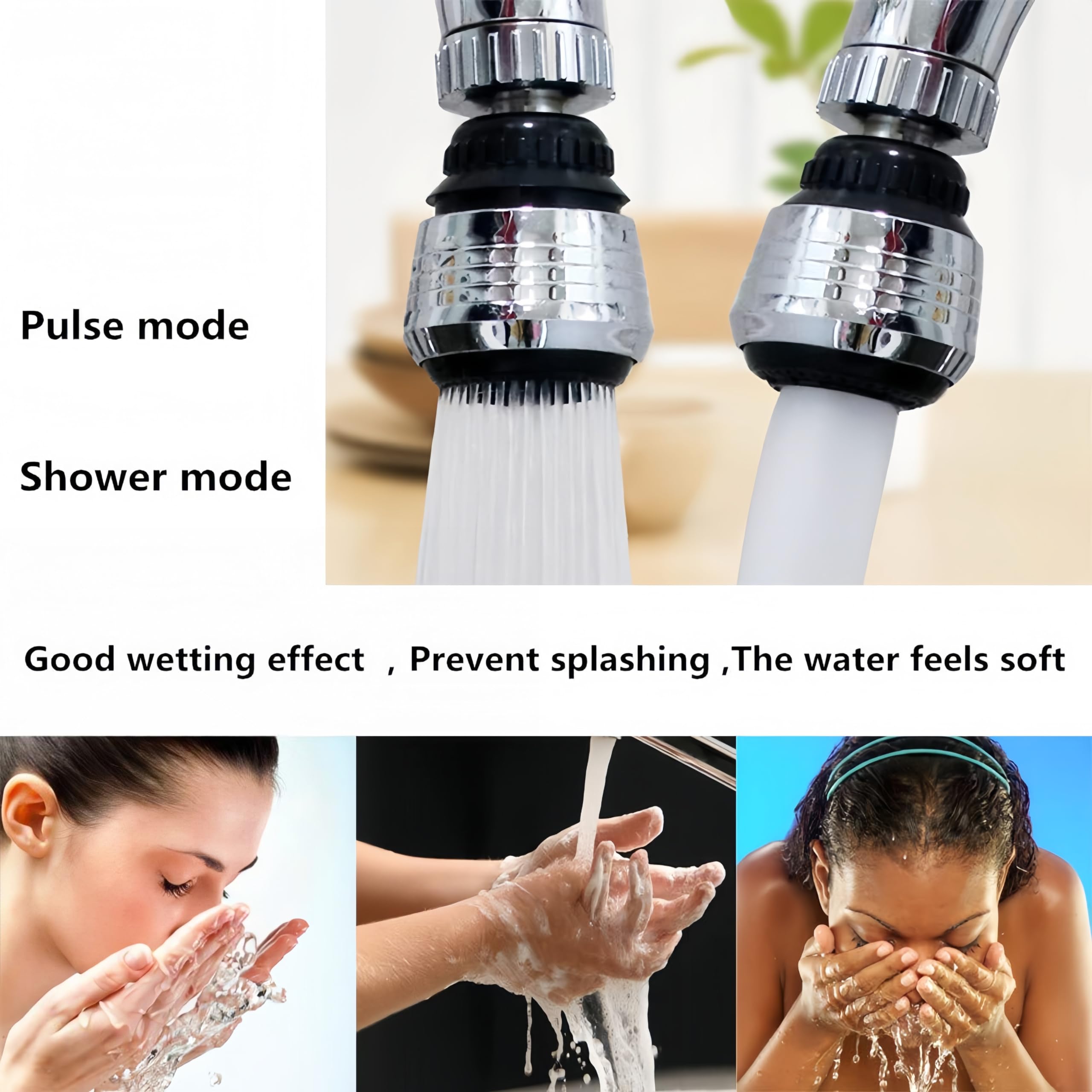 3PCS 360 Degree Swivel Faucet Aerator - High Pressure Water Saving Sprayer with Adjustable Flow - Leakproof Kitchen Sink Filter for Efficient Dishwashing & Water Conservation (3 Pack)