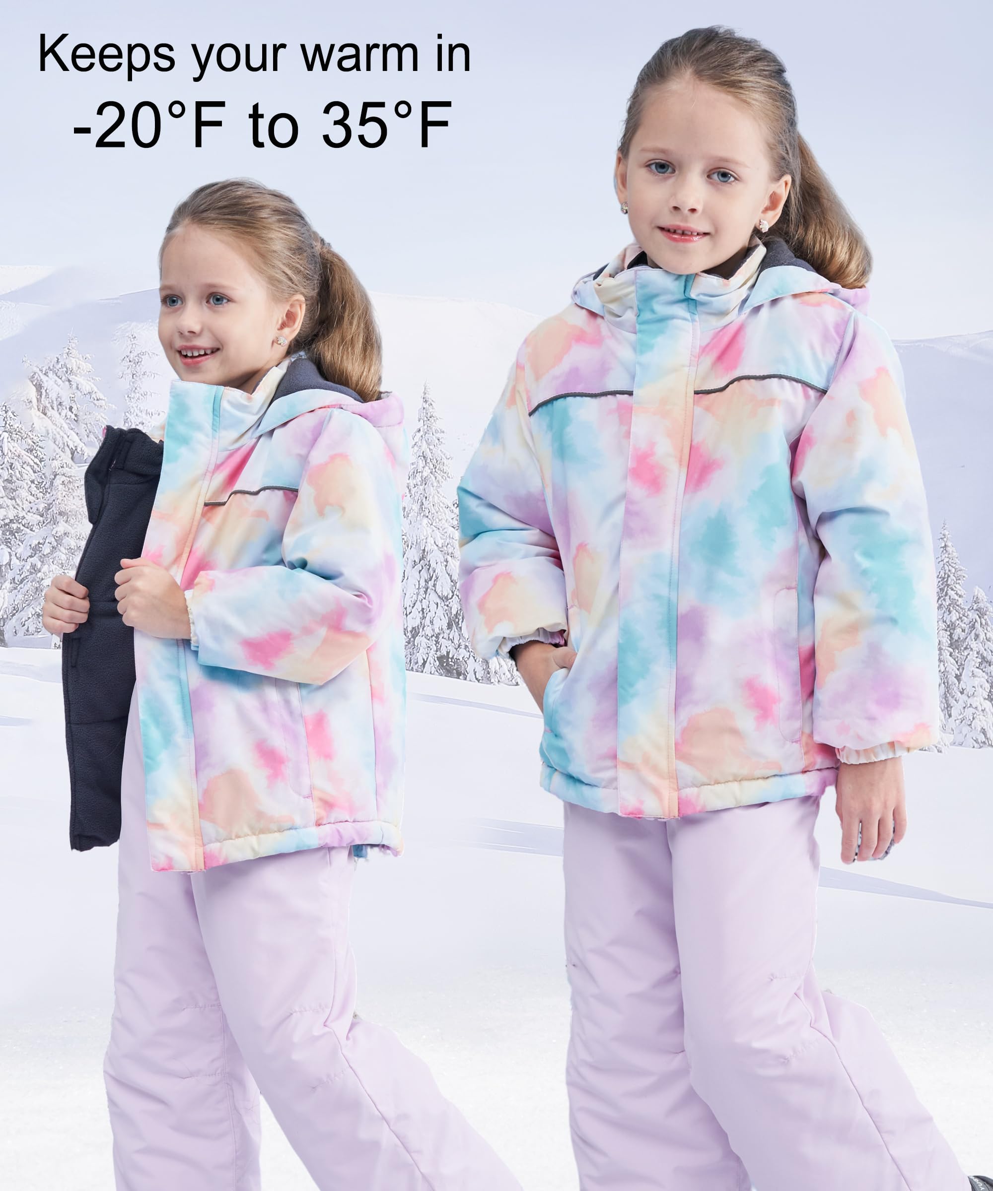 Hiheart Boys Girls Winter Ski Jacket & Pants Set - Waterproof 2-Piece Snowsuit for Kids - Warm Insulated Snow Outfit for Skiing, Snowboarding & Outdoor Winter Activities
