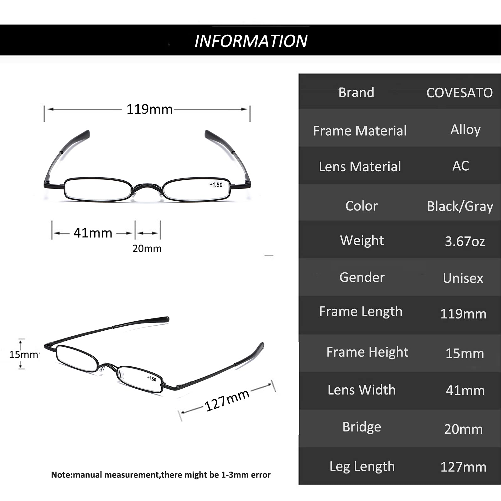 Mini Slim Pen Reading Glasses with Portable Clip Case - Small Pocket Readers for Men & Women - Perfect for Reading, Travel, and Everyday Use