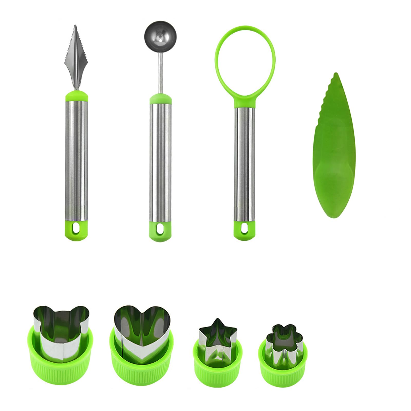 9-Piece Stainless Steel Fruit Tool Set - Apple Slicer, Avocado Cutter, Watermelon Slicer, Kiwi Scooper with Seed Remover - Kitchen Gadgets for Fruit Shaping, Salad Prep & Party Platters