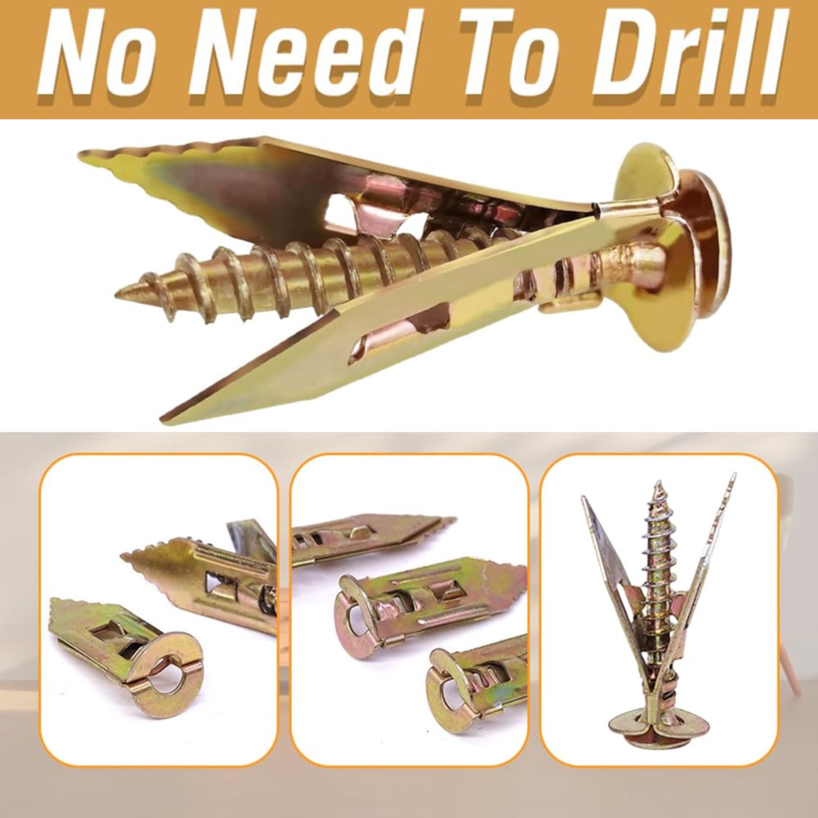 Self-Drilling Anchors Screws - 2024 Premium Drywall Anchors & Screws Kit (20-Pack, 0.47x1.37