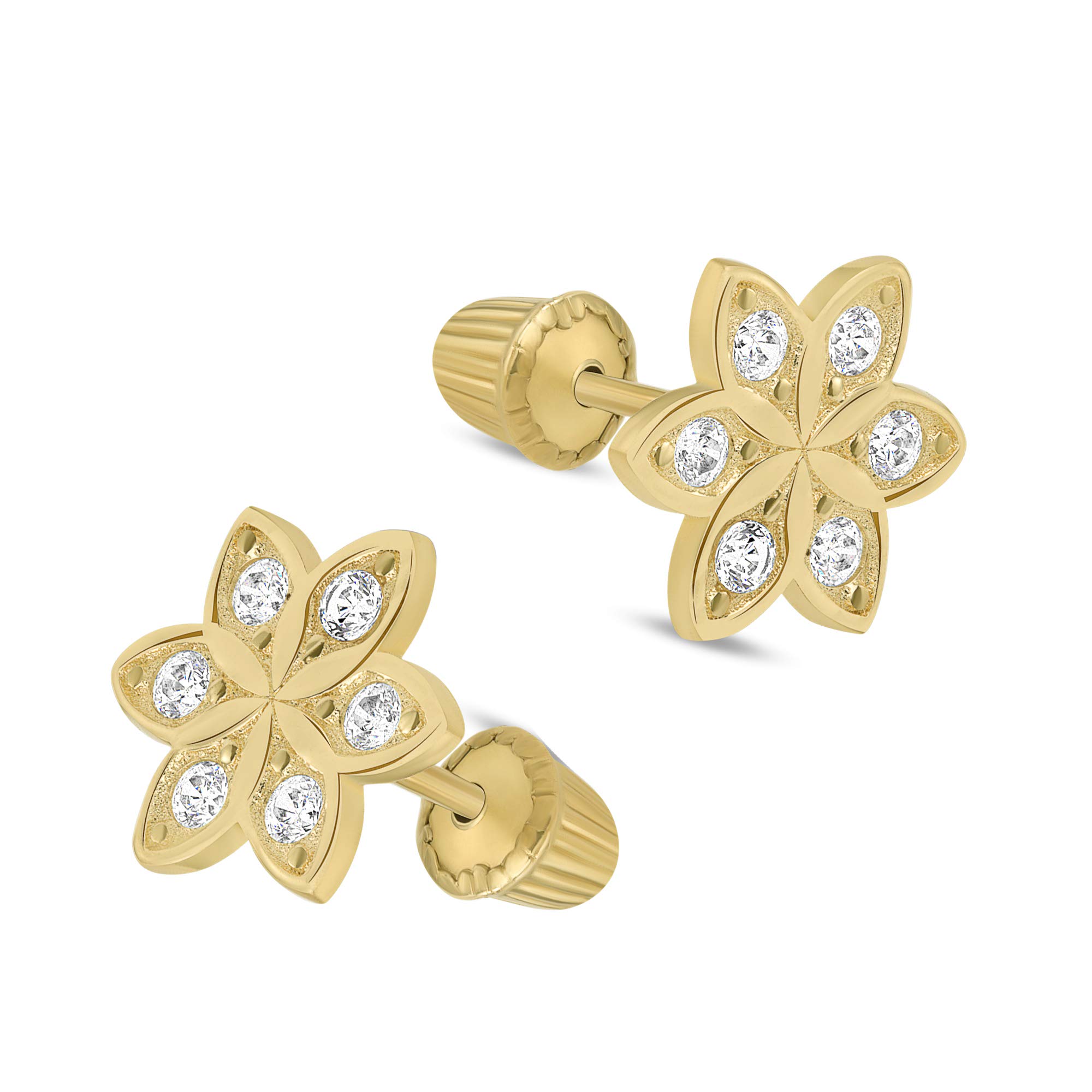 14K Yellow Gold CZ Stud Earrings for Women & Girls - Hypoallergenic Tiny Earrings for Sensitive Ears - Elegant Minimalist Jewelry for Everyday Wear, Gifts & Special Occasions