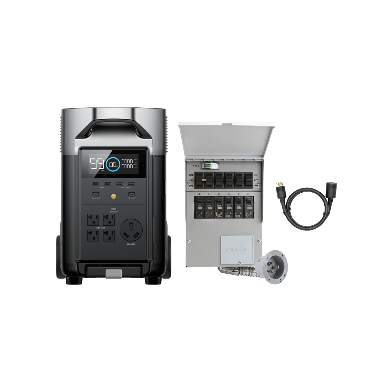 EcoFlow DELTA Pro Portable Power Station with Transfer Switch - Backup Power for Home, RV, Camping & Emergency Use