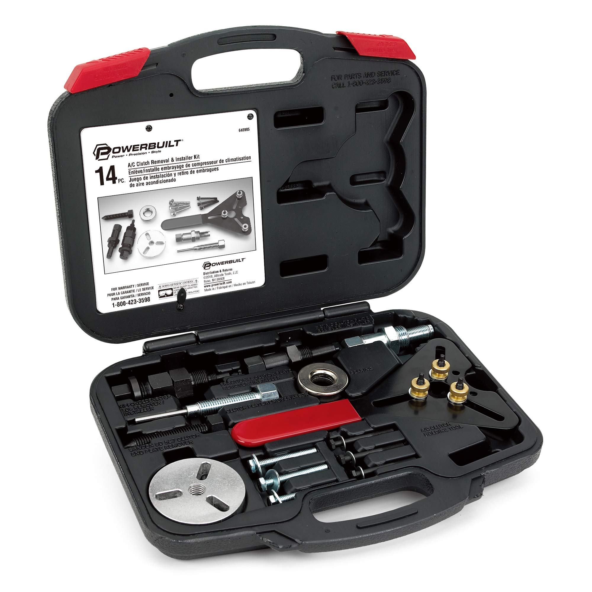 Powerbuilt AC Clutch Removal and Installation Tool Kit - Professional AC Compressor Clutch Puller & Installer with Holding Tools & Storage Case (948995, Silver) - Perfect for Automotive AC Repair & Maintenance