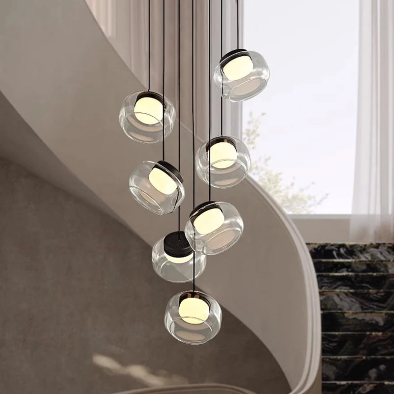 Billy Staircase Pendant Light - Modern Industrial Hanging Fixture for Stairwell, Entryway & Loft Decor | Dimmable LED Lighting for Home & Commercial Spaces