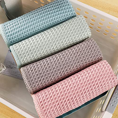 Premium 8-Pack Waffle Weave Microfiber Cleaning Cloths - Ultra Absorbent Kitchen Dish Towels (12