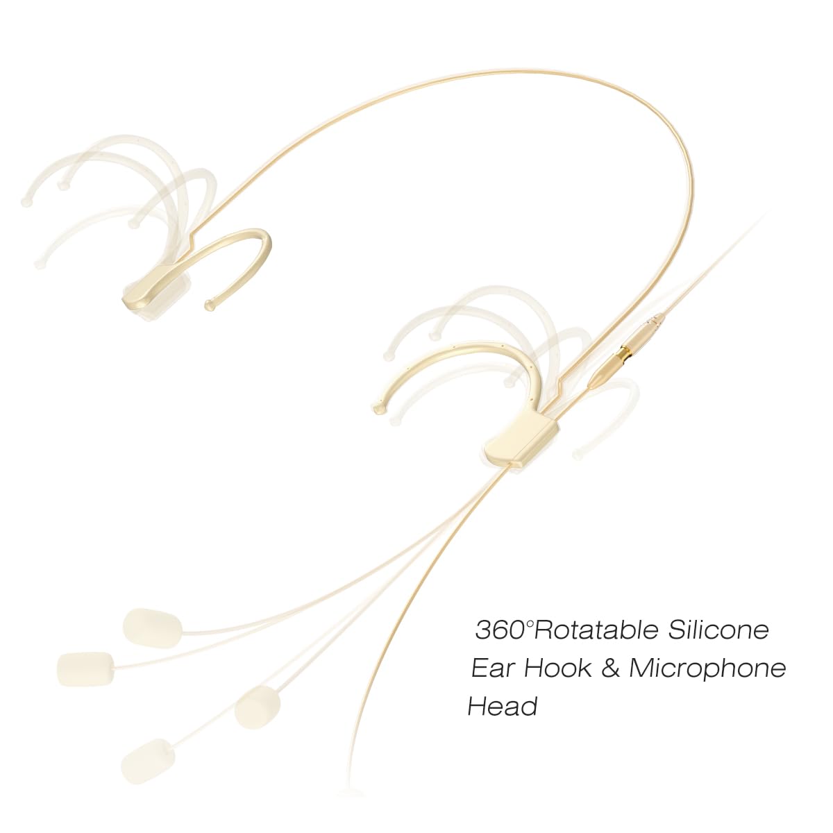 Professional Over-Ear Headset Microphone - KIMAFUN Condenser Earset with Hanging Mic, Compatible with AKG Wireless System & Bodypack Transmitter - Beige D3 - Perfect for Performances, Theater, Lectures, Public Speaking & Live Events