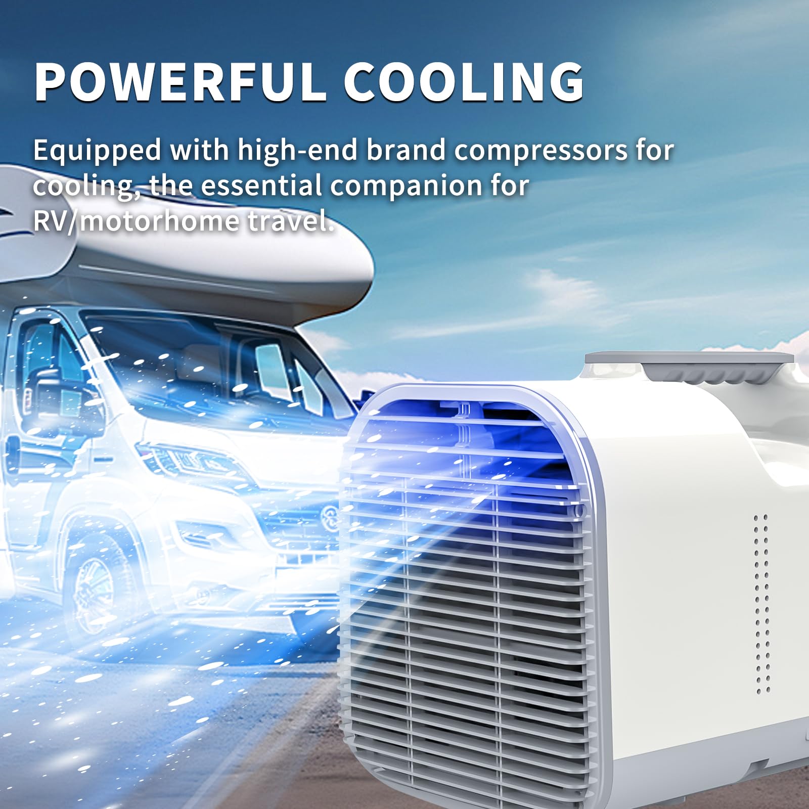 Portable Air Conditioner 5100BTU - Fast Cooling Mini AC Unit with Dehumidifier, 600W Low Power Consumption for Camping Tent, RV, Car, Truck & Van | Perfect for Outdoor Adventures, Fishing Trips & Summer Heat Relief