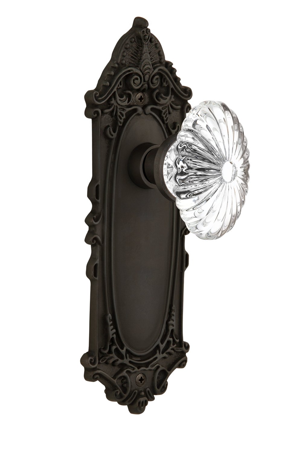 Vintage Victorian Style Oval Fluted Crystal Glass Cabinet Knob - 2.75