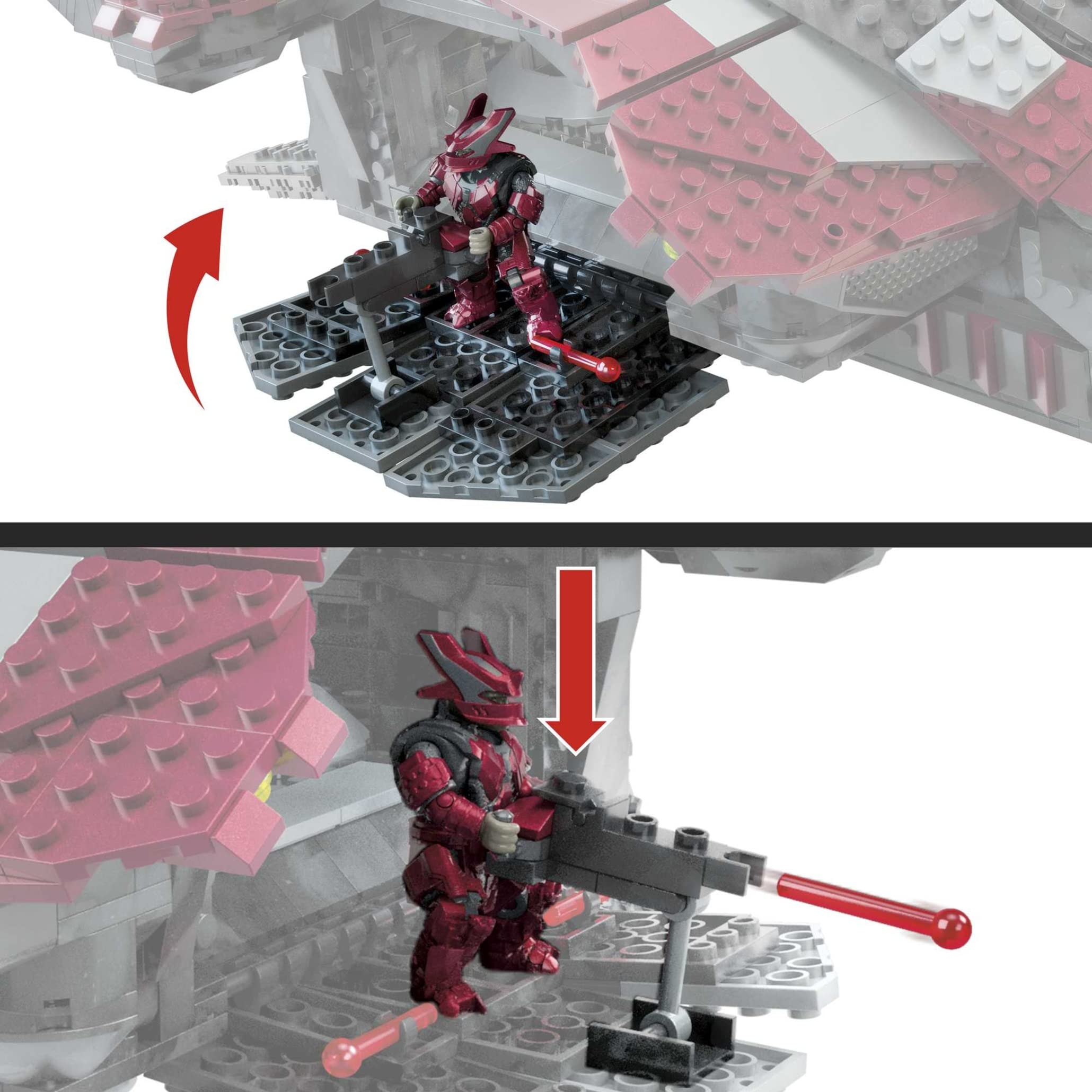 MEGA Halo Infinite Banished Phantom Aircraft Building Set - 1214 Piece Vehicle Toy with 4 Micro Action Figures & Accessories | Collector's Edition for Gamers & Halo Fans | Perfect for Display, Play & Gift Giving