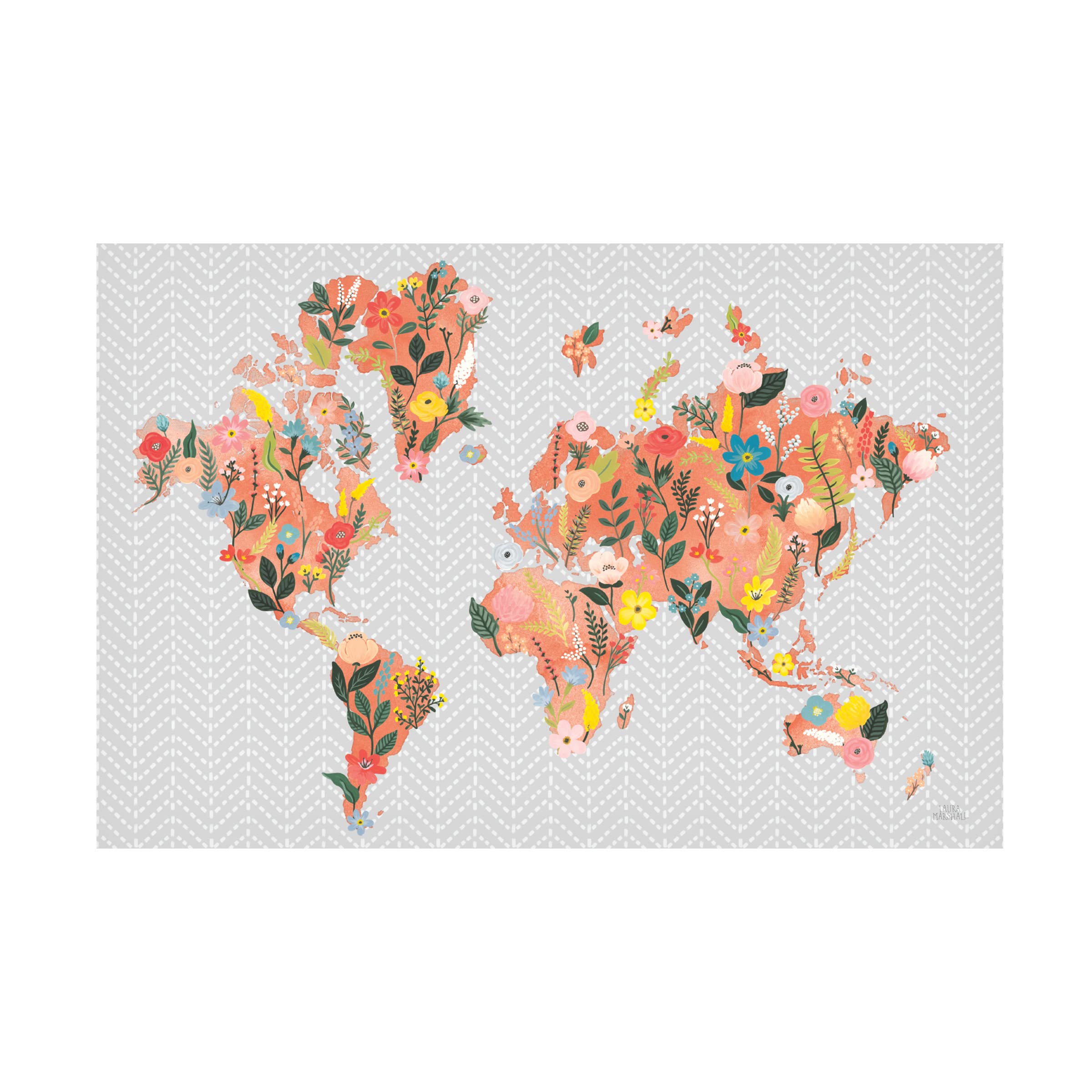 Laura Marshall 'Wild Garden World Gray' Canvas Wall Art Print - Modern Home & Office Decor for Living Room, Bedroom, or Gift