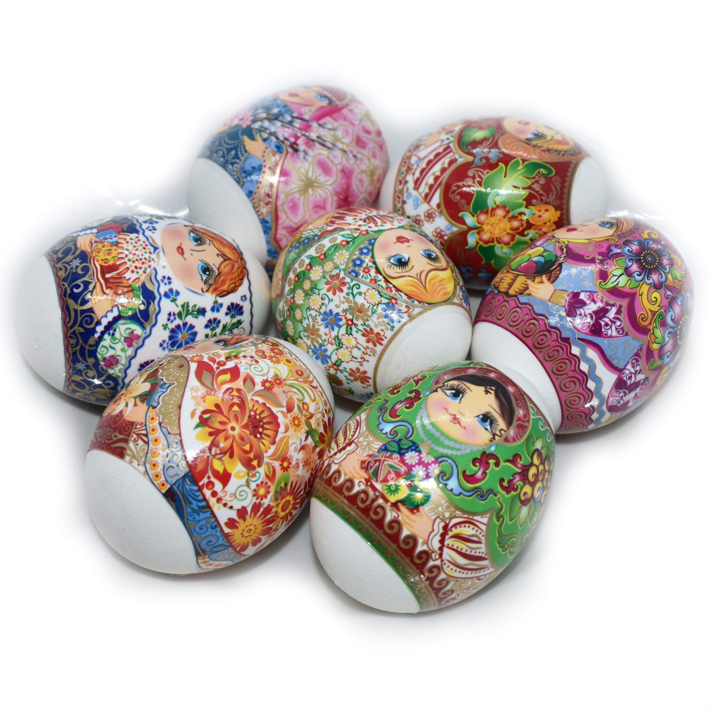 Diximus Thermo Heat Shrink Sleeve Easter Egg Wraps - Decorative Pysanky Egg Wrapping Kit for DIY Ukrainian Easter Eggs (Matryoshka Design) - Perfect for Easter Crafts, Holiday Decorations & Gift Wrapping