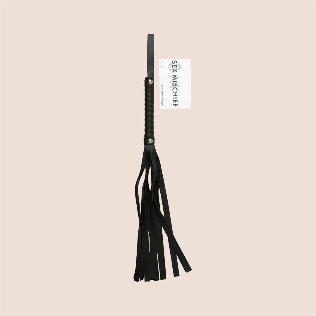 Sex & Mischief Faux Leather Flogger - Premium Vinyl BDSM Toy for Sensual Play & Spanking - Perfect for Couples, Roleplay & Adult Bedroom Fun