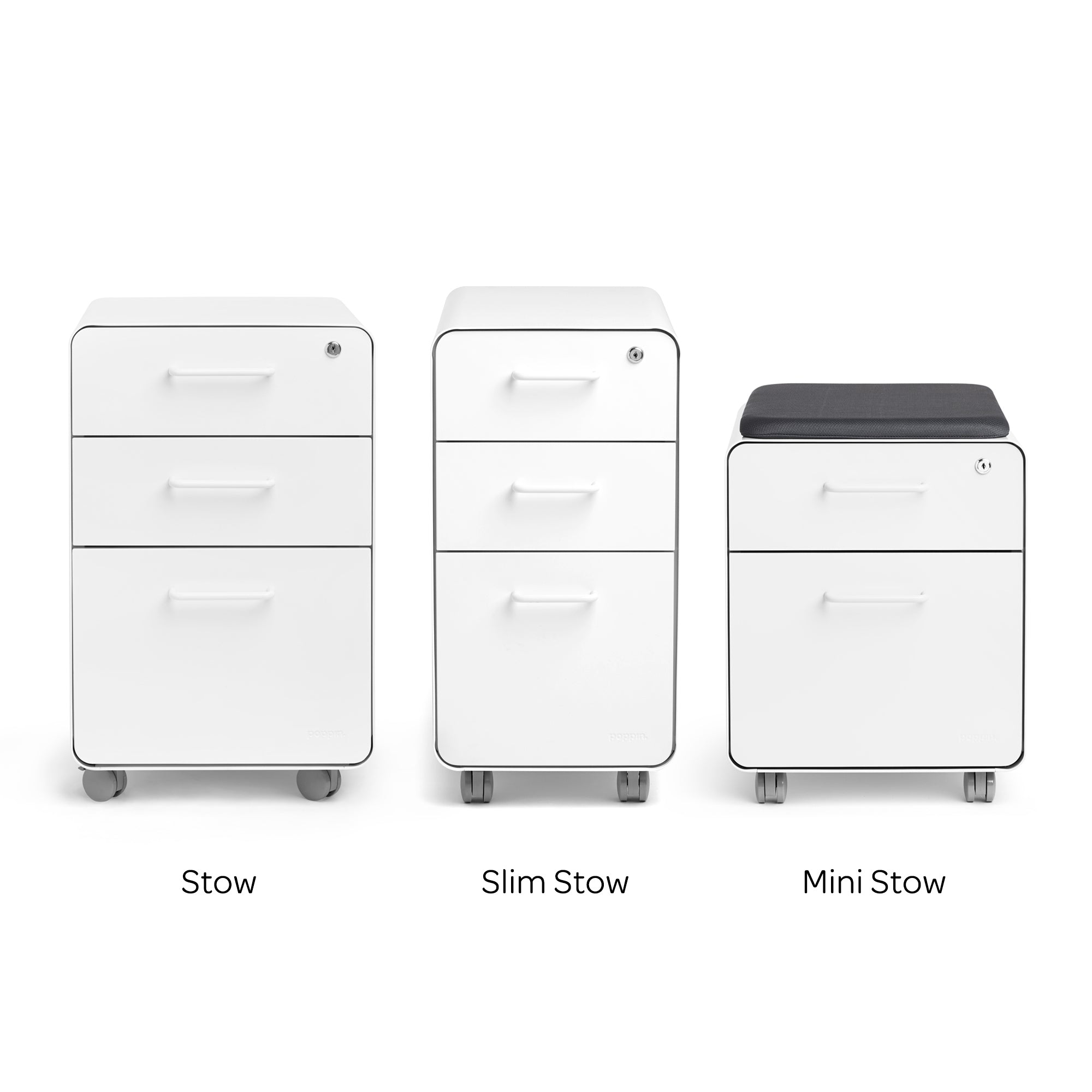 Stow Slim 3 Drawer Cabinet - Space Saving Storage Solution for Home Office, Bedroom & Closet Organization