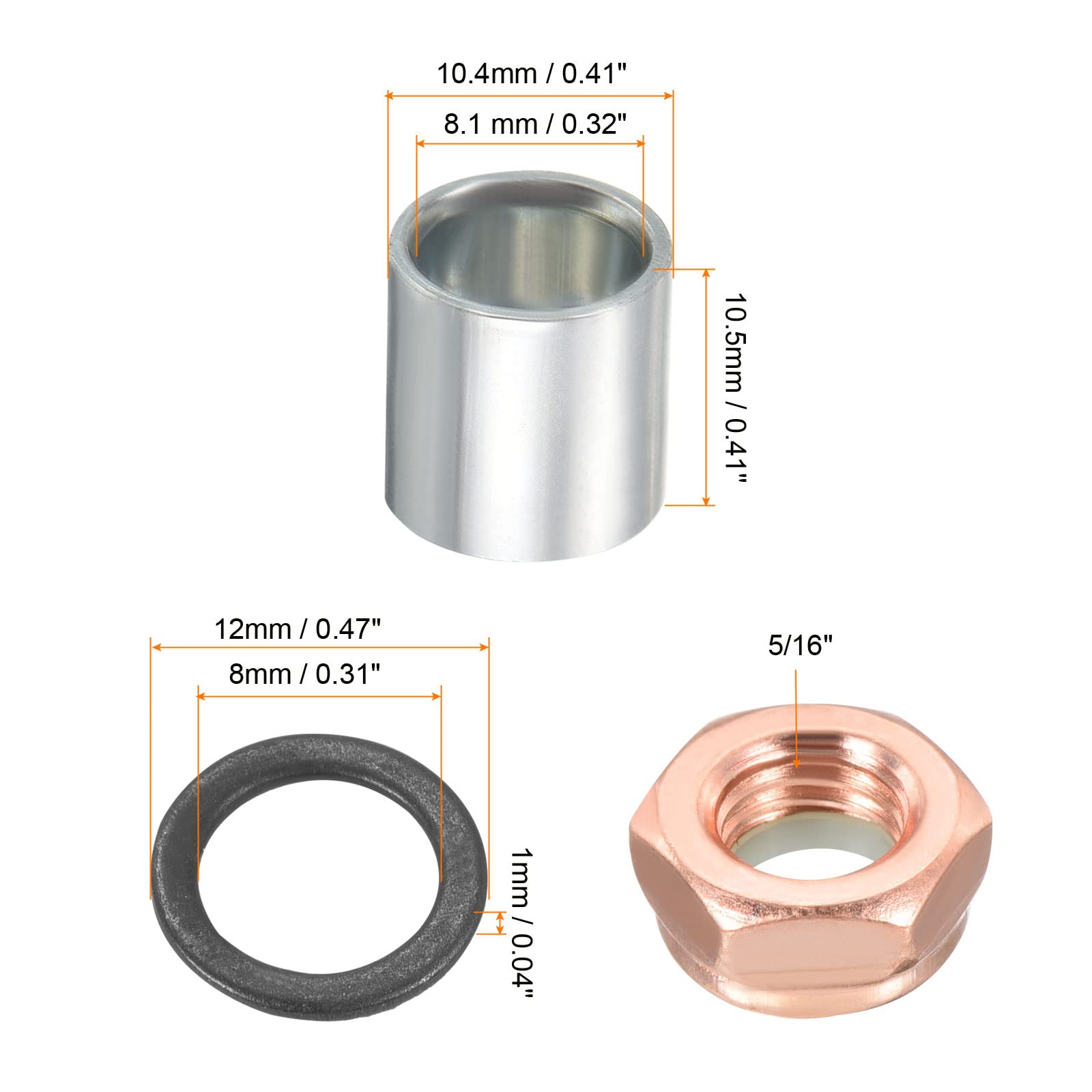 PATIKIL Skateboard Truck Hardware Kit - 8pcs Skateboard Truck Lock Nuts, Axle Washers & Spacer Speed Rings for Longboard Cruiser Repair | Durable Replacement Parts for Smooth Riding & Skate Park Performance