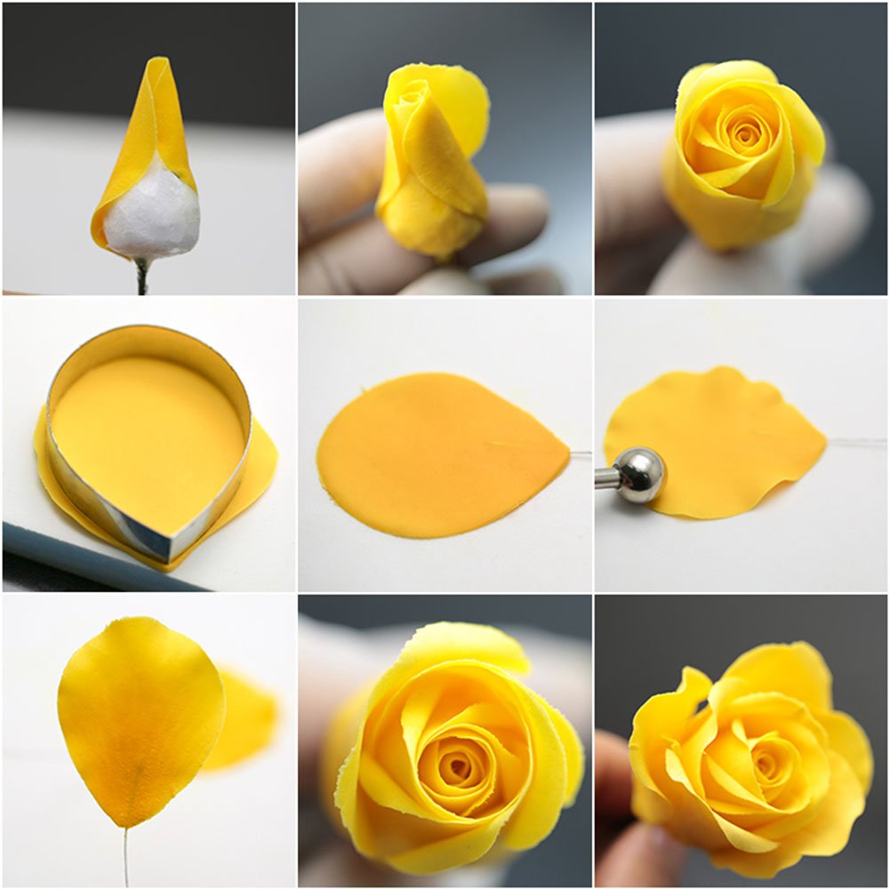 10-Piece Austin Rose Cutter Set with 2 Silicone Fondant Molds - Professional Sugar Flower Making Tools for Cake Decorating, Gumpaste Flowers, and Edible Petal Designs - Perfect for Wedding Cakes, Birthday Desserts, and DIY Baking Projects
