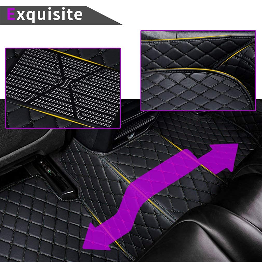 Premium All-Weather Car Floor Mats for Ford Mustang 2015-2019 - Waterproof Luxury Leather Floor Liners with Full Coverage Protection (Black) - Perfect for Daily Commuting, Road Trips & Extreme Weather Conditions