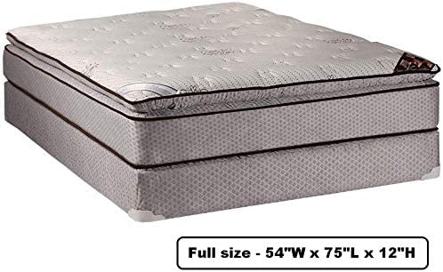 DS Solutions USA Orthopedic Full Size Mattress Set with Plush Eurotop & Metal Bed Frame - Innerspring Coils & Memory Foam for Back Pain Relief, Durable Support - Perfect for Guest Rooms, Dormitories & Home Use