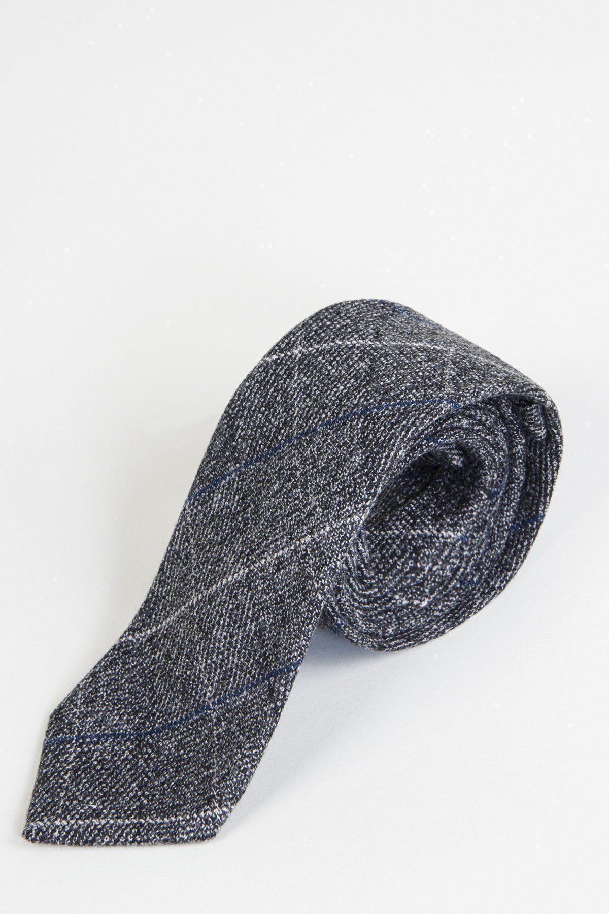 SCOTT Grey Tweed Check Tie - Classic Men's Necktie for Business, Office & Formal Events - Perfect for Weddings, Interviews & Professional Occasions