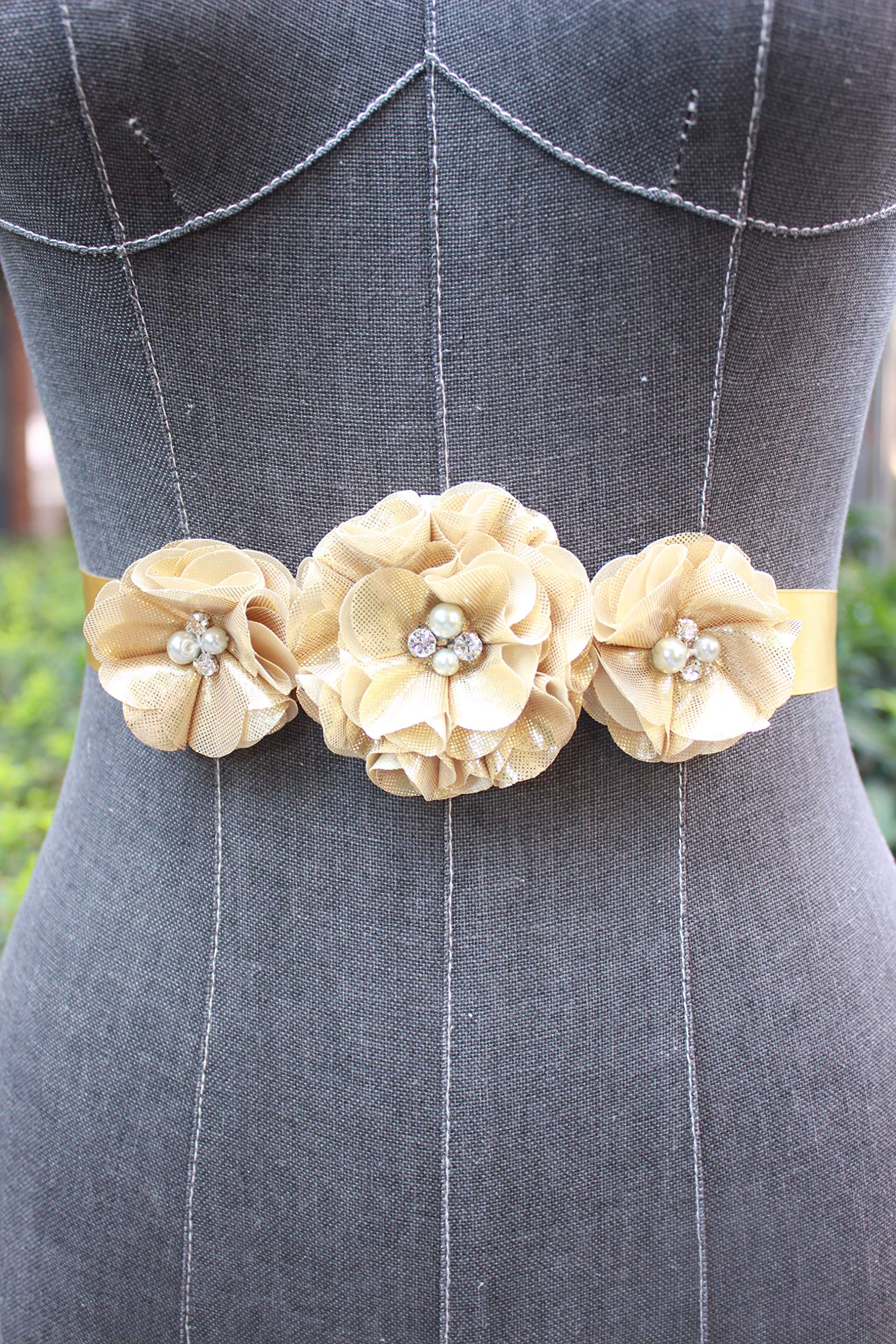 Nania Pearl & Flower Wedding Sash for Bridesmaids & Flower Girls – Elegant Bridal Accessory for Weddings, Parties & Special Occasions