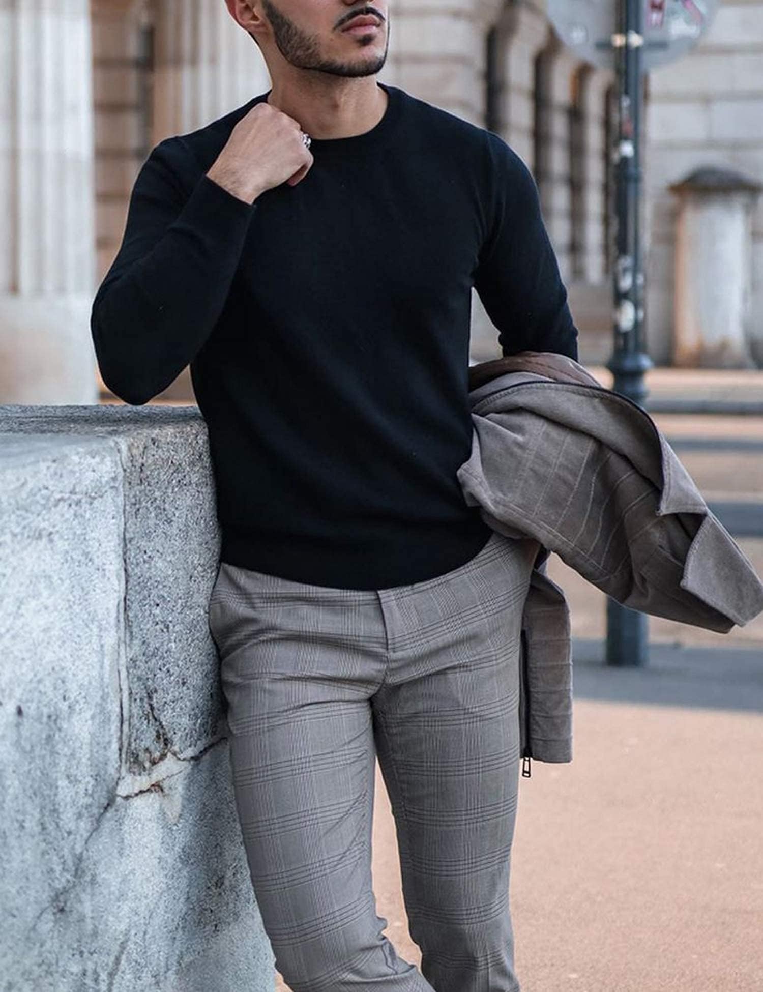 COOFANDY Men's Slim Fit Crew Neck Sweater - Lightweight Knit Pullover Sweatshirt for Casual & Dressy Wear | Office, Date Night, Fall Layering
