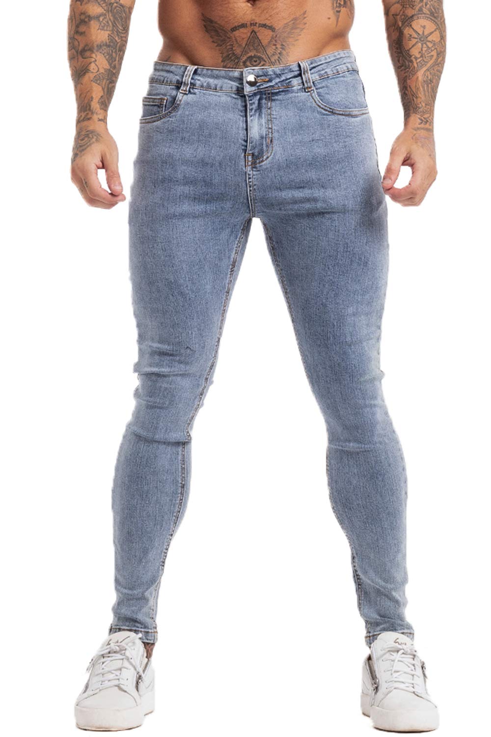 GINGTTO Men's Ripped Stretch Skinny Jeans - Slim Fit Tapered Denim Pants for Men | Casual Streetwear, Night Out, Date Night Outfits