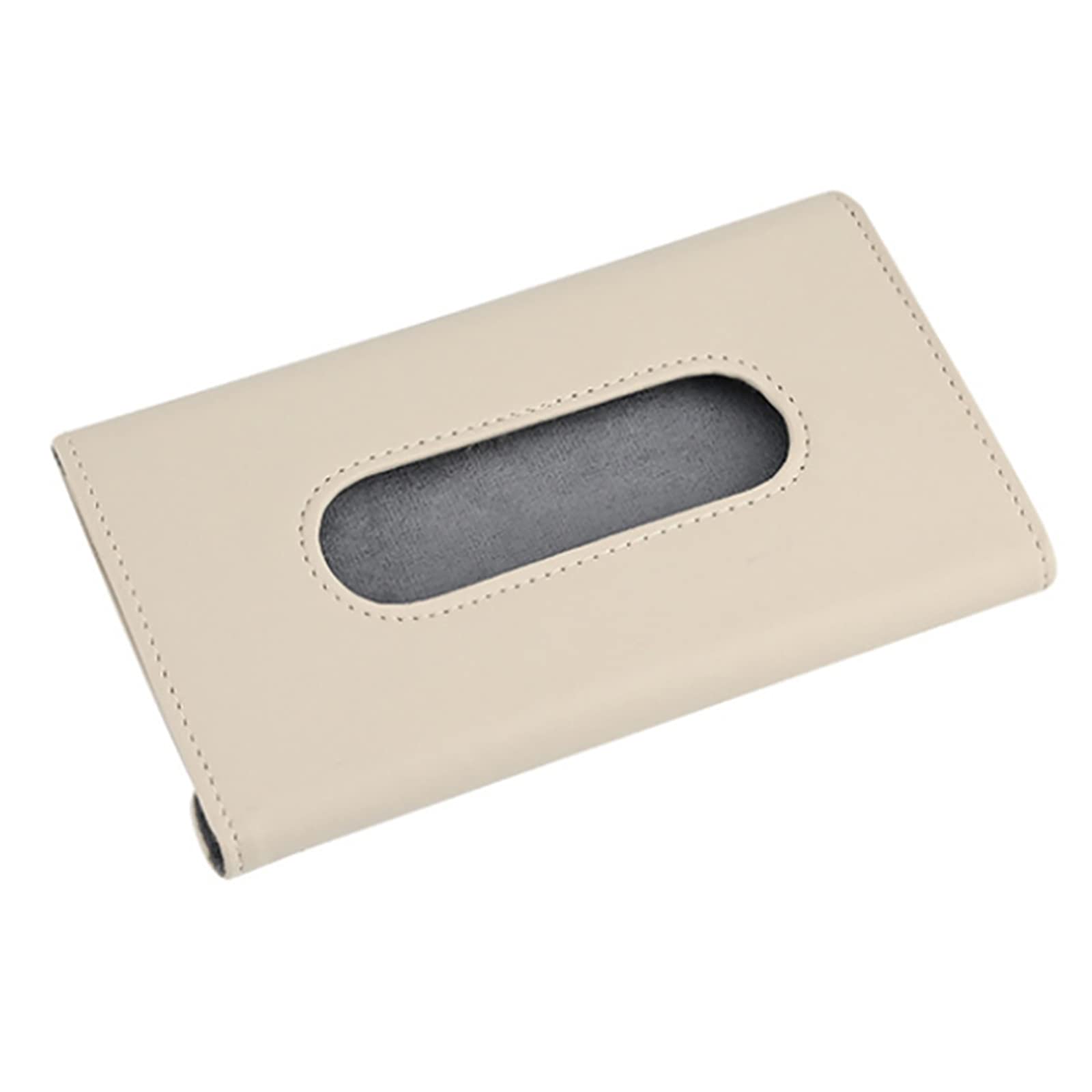 Premium PU Leather Car Tissue Holder - Hanging Sun Visor & Backseat Napkin Box Organizer | Car Accessories for Tissue Storage & Vehicle Decoration (Khaki) | Perfect for Road Trips, Daily Commute & Family Travel