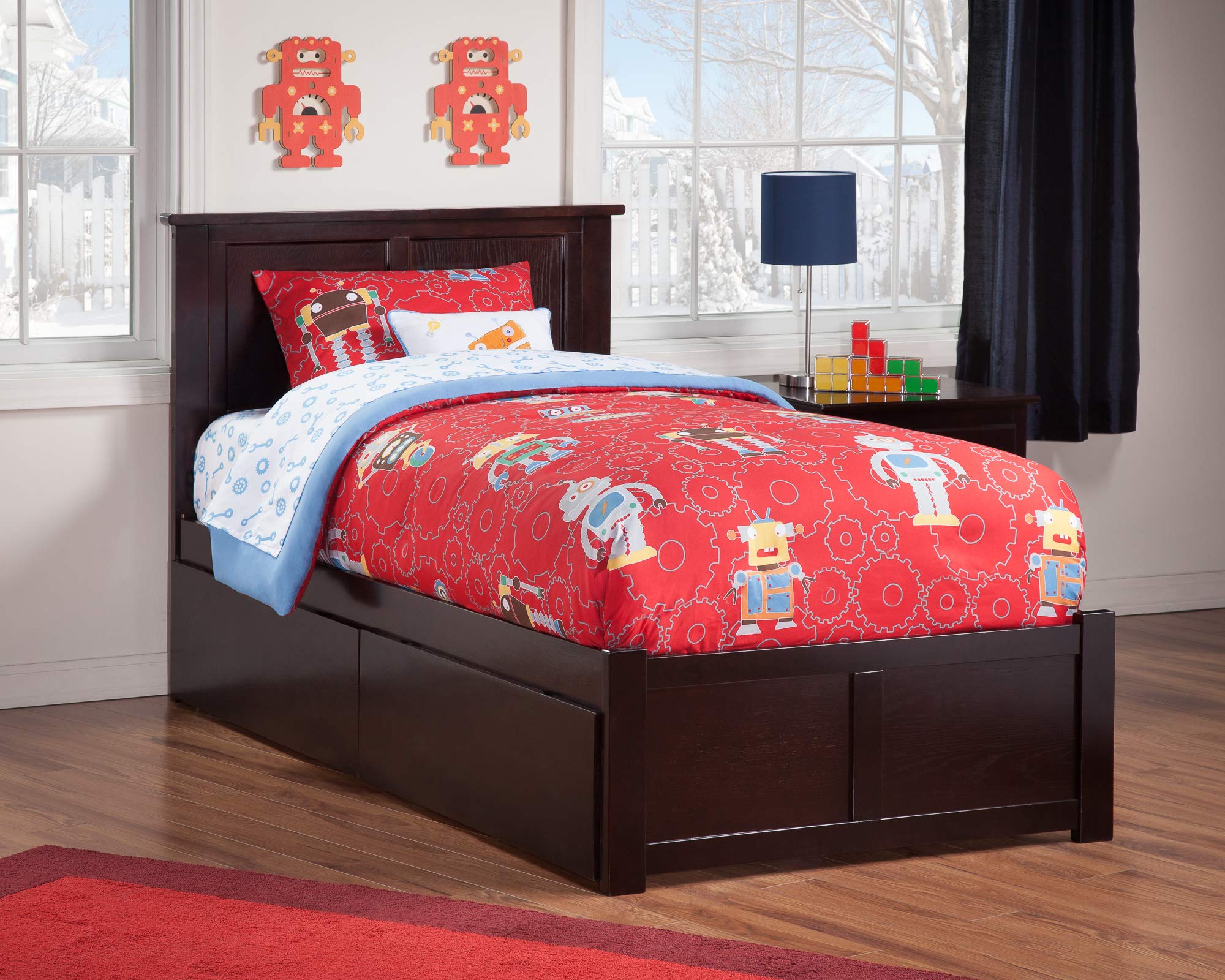AFI Madison Twin XL Platform Bed with Storage & USB Charger for Small Spaces