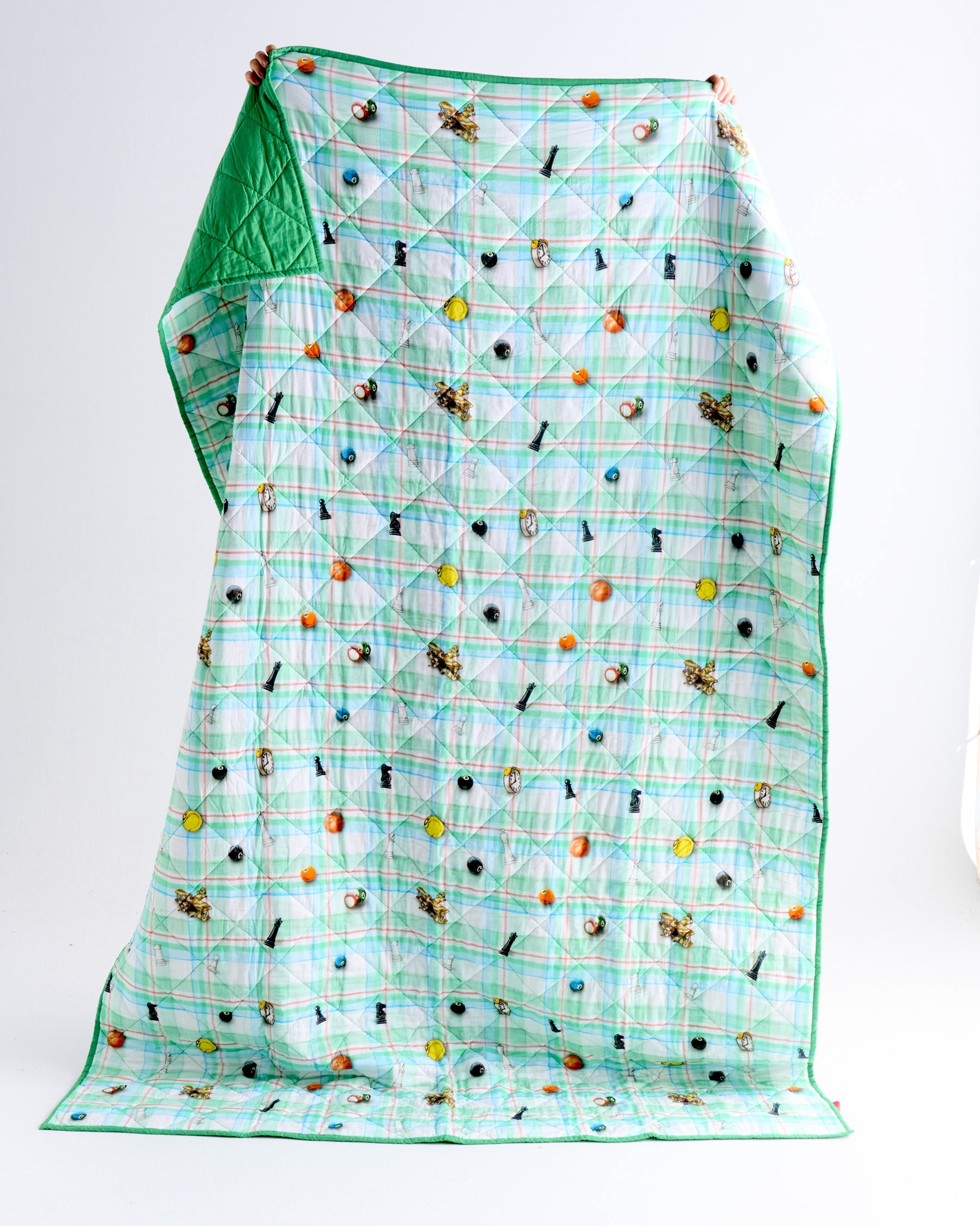 Kip&Co x Eleventh Hour Snookered Tartan Organic Cotton Quilted Kids Bedspread - Soft & Breathable Nursery Blanket for Boys & Girls - Perfect for Cribs, Toddler Beds & Cozy Naptime
