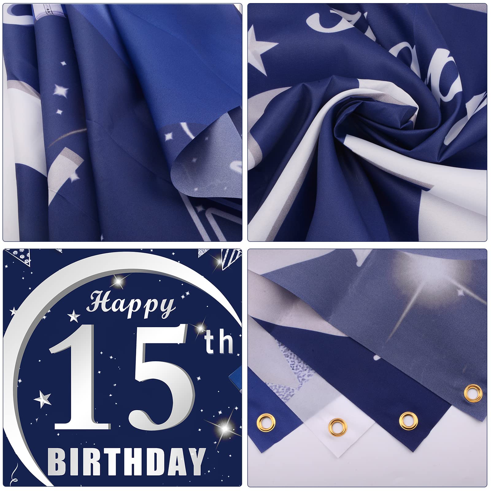**Happy 15th Birthday Decorations Kit for Boys & Girls - Navy Blue Backdrop, Tablecloth, Balloon Garland - Perfect for Teen Birthday Parties, Sweet 16 Prep, and Milestone Celebrations**