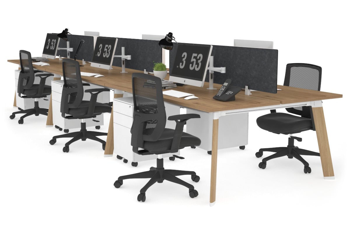 6-Person Wooden Workstation with Imprint Frame - 1600L x 700W Dimensions - Ideal for Office, Conference Room & Collaborative Workspaces