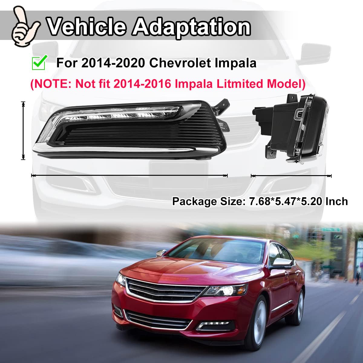Nixon Offroad LED DRL Fog Light Kit for 2014-2020 Chevy Impala - Clear Lens, Wiring Harness & Universal Switch - Perfect for Night Driving & Off-Road Adventures