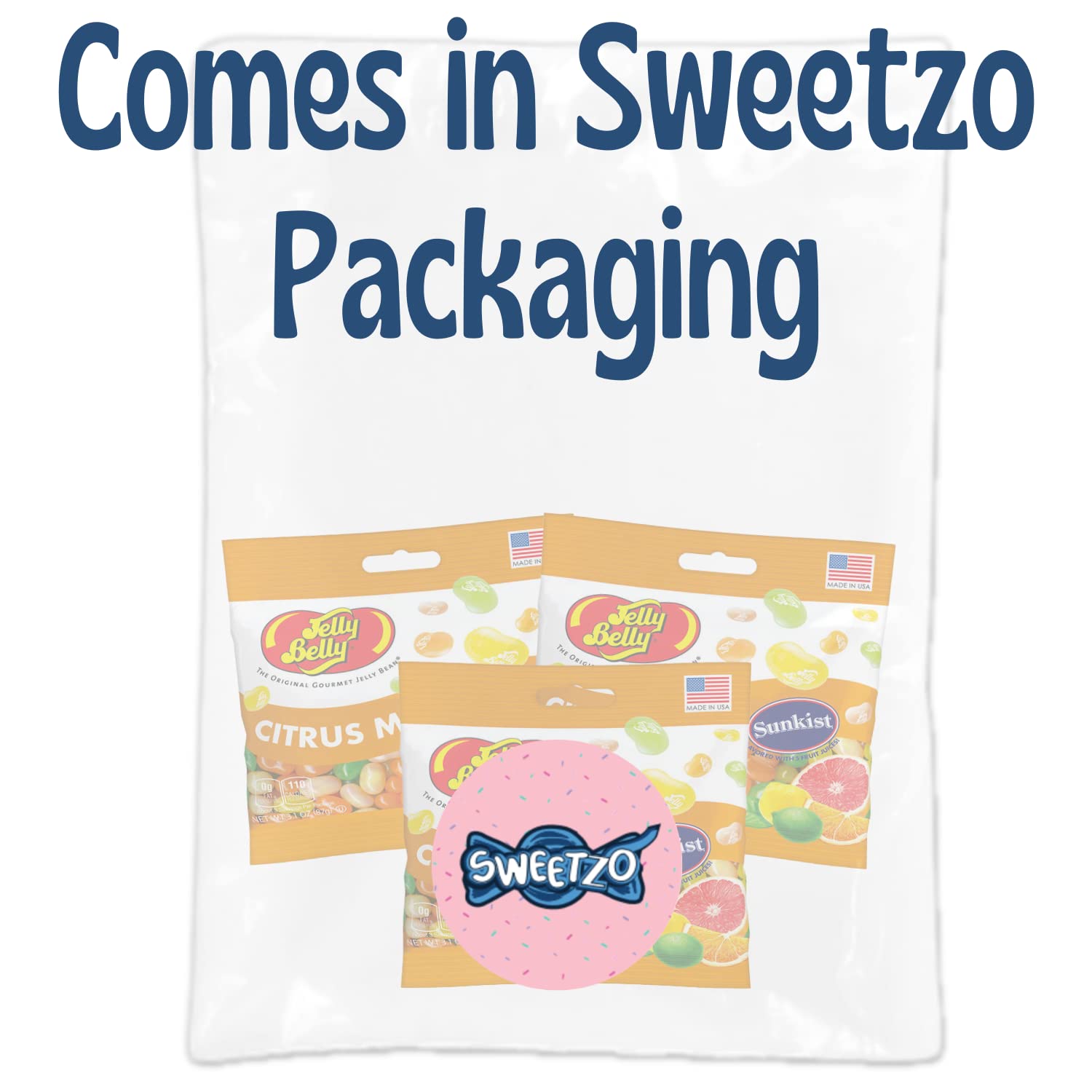 Sweetzo Sunkist Citrus Mix Jelly Beans - Assorted Fruit Flavored Chewy Candies, Individually Wrapped Bulk Candy for Parties, Halloween, Easter & Office Snacks - 3.1oz (Pack of 3)