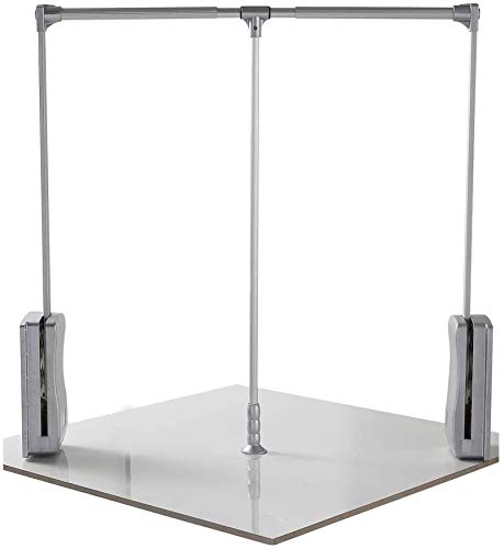 Adjustable Aluminum Pull Down Closet Rod 35-46.7 Inch - Heavy Duty Wardrobe Hanger Rail for Hanging Clothes, Lift Storage System with Side Mount Expanding Tubing - Perfect for Small Spaces, Closet Organization & Laundry Room Storage
