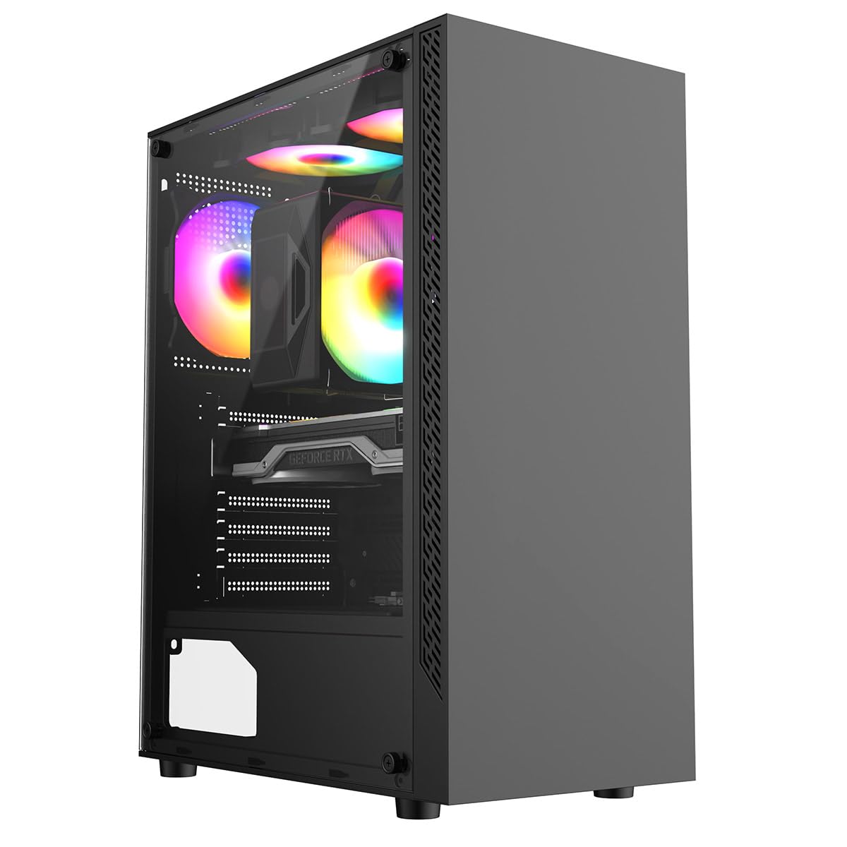 ionz KZ08 V3 Mid Tower PC Gaming Case - ATX/Micro-ATX Compatible with Tempered Glass & 1x FRGB Fan (Black) - Perfect for Gaming Rigs, Workstations & Custom PC Builds