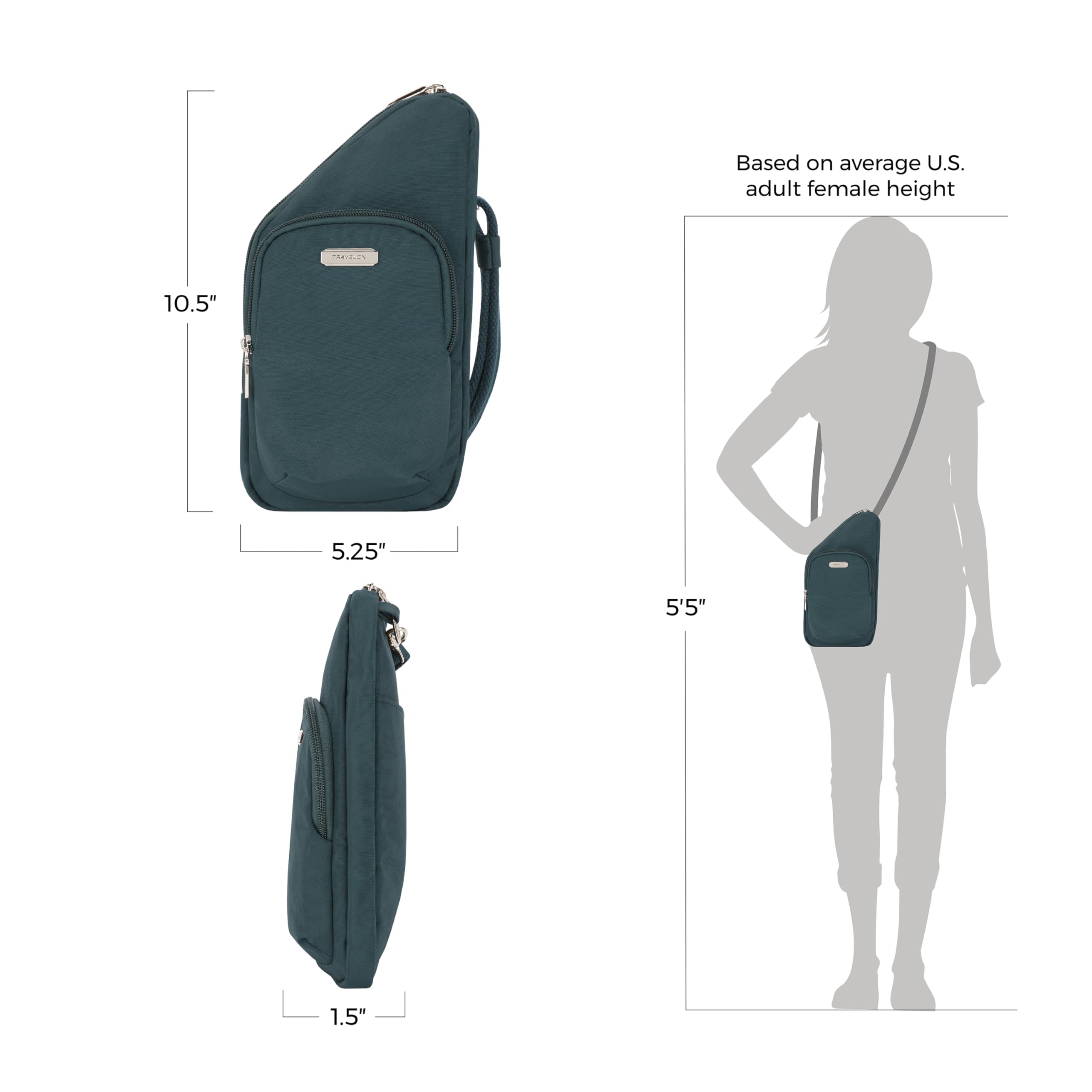 Travelon Anti-Theft Compact Crossbody Bag for Women - Lightweight Secure Purse with RFID Blocking - Perfect for Travel, Commuting & Daily Use (Peacock)