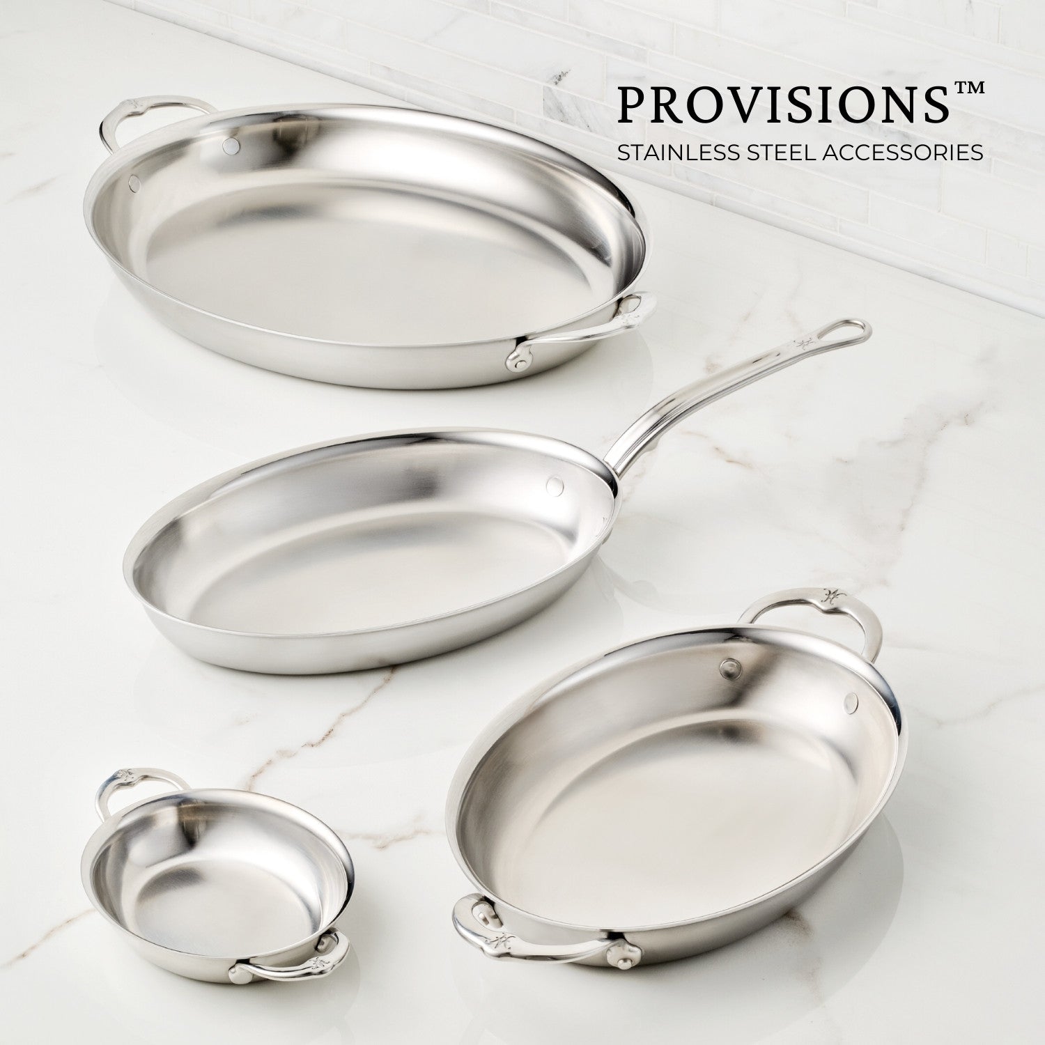 Hestan Provisions Oval Fish Pan - Nonstick Stainless Steel Cookware for Perfectly Seared Fish - Ideal for Home Cooking, Restaurant Use & Gourmet Seafood Dishes