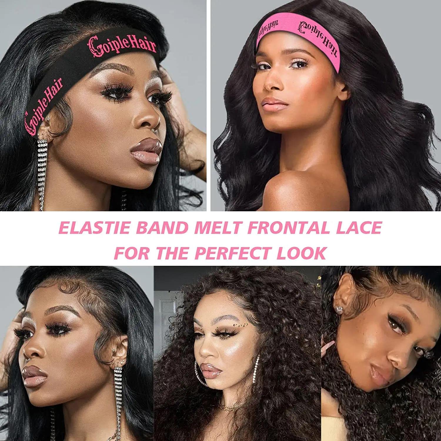 Goiple 3PCS Elastic Wig Bands for Edges - Adjustable Wig Grip Band for Secure Wig Installation (Pink) + 9PCS Hair Wax Stick Set - Perfect for Salon Styling, Cosplay & Everyday Hair Care