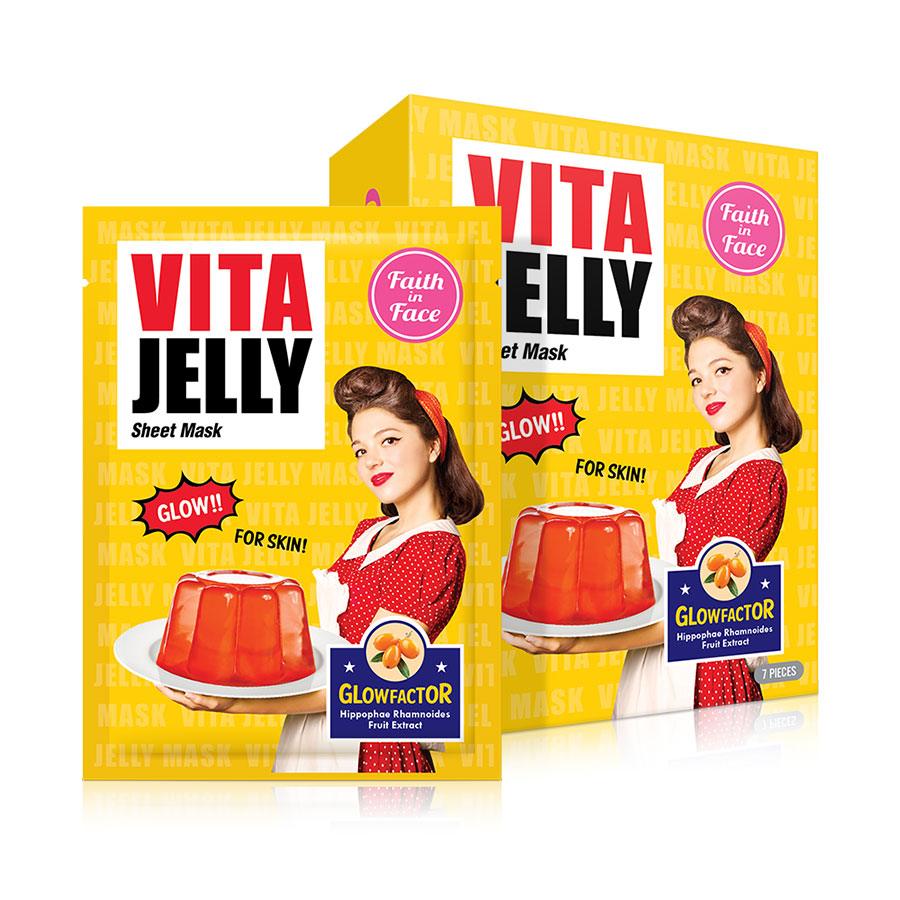 FAITHINFACE Vita Jelly Sheet Mask - Hydrating & Brightening Facial Mask (7 Pack) | Korean Skincare for Glowing Skin | Perfect for Daily Use & Spa Nights