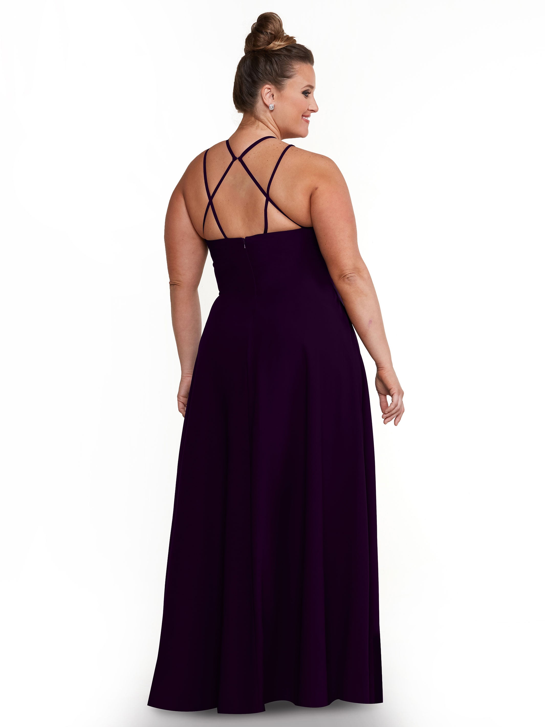 Elegant 83006 Stretch Chiffon A-Line Bridesmaid Dress with Halter Neckline - Perfect for Weddings, Formal Events & Special Occasions