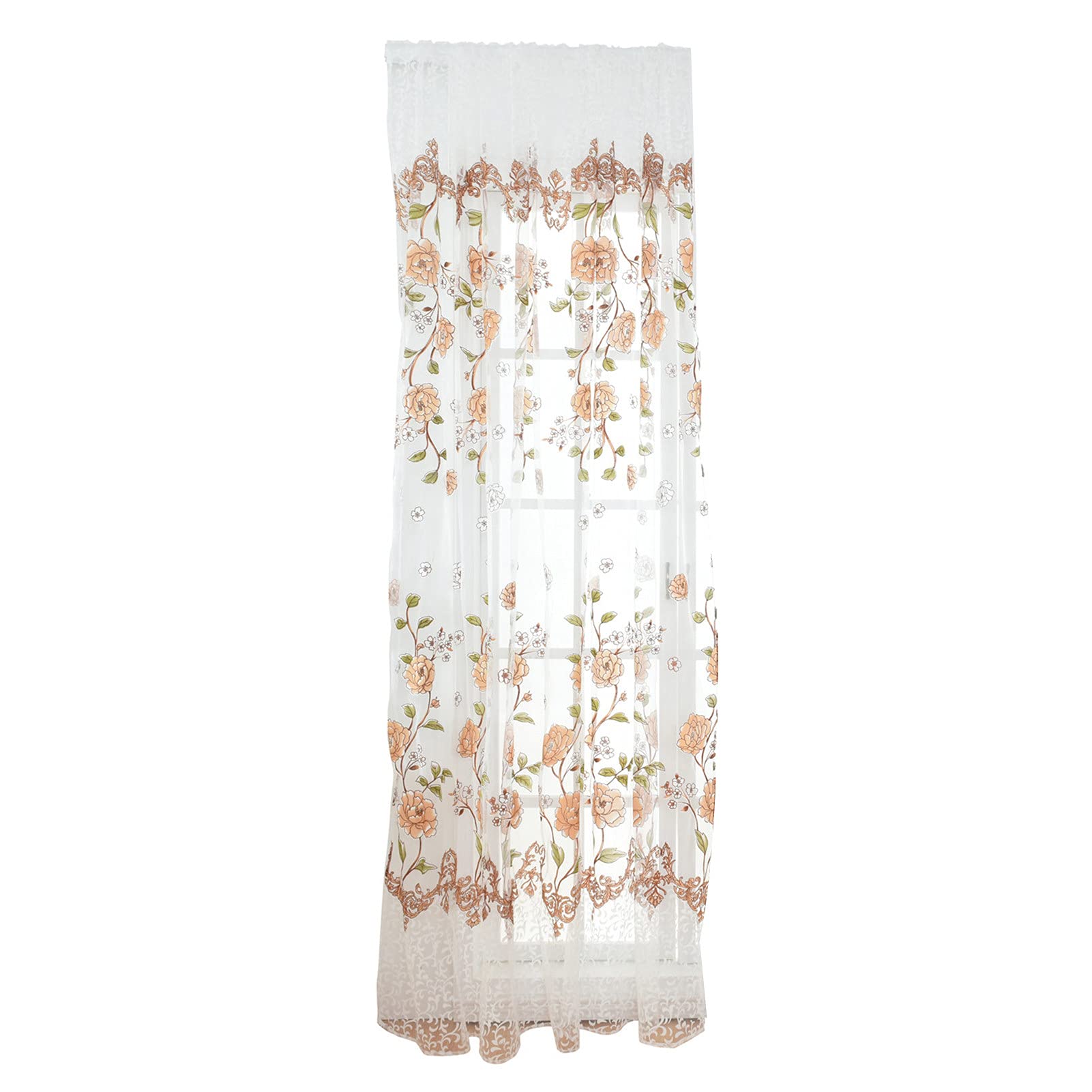 AYYUFE Light Filtering Floral Curtain Panels - Polyester Window Drapes with Flower Pattern for Bedroom & Living Room Decor | Soft Sheer Curtains for Privacy & Sun Protection | Perfect for Home, Apartment, and Office Windows