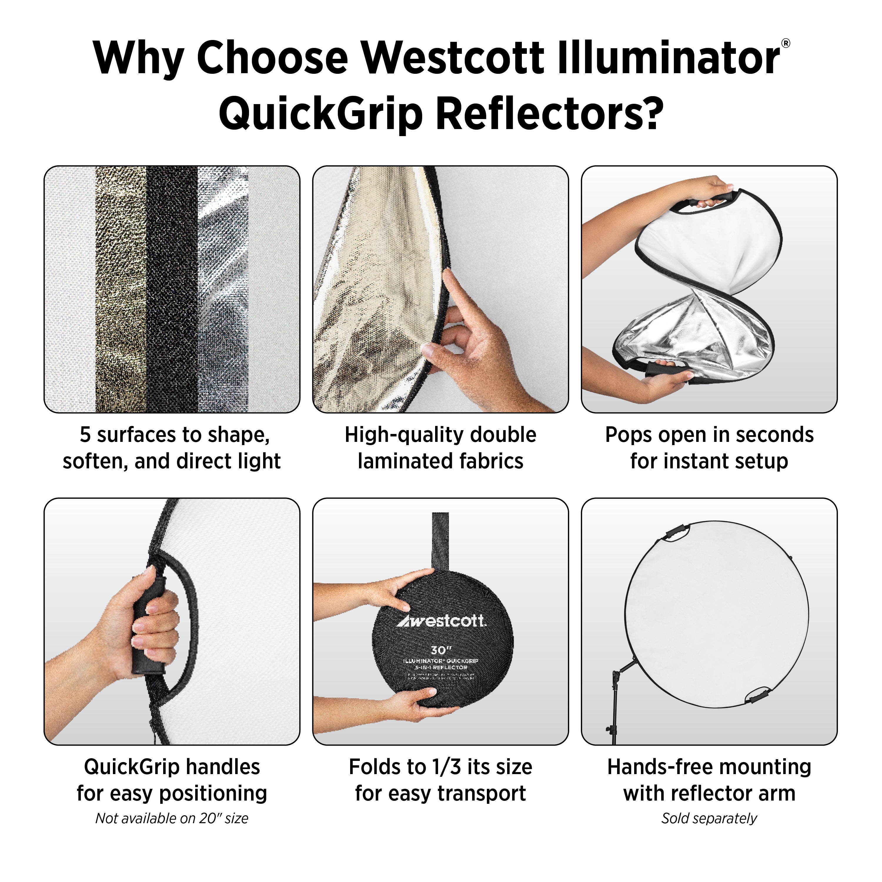 5-in-1 QuickGrip Photography Reflector - 40